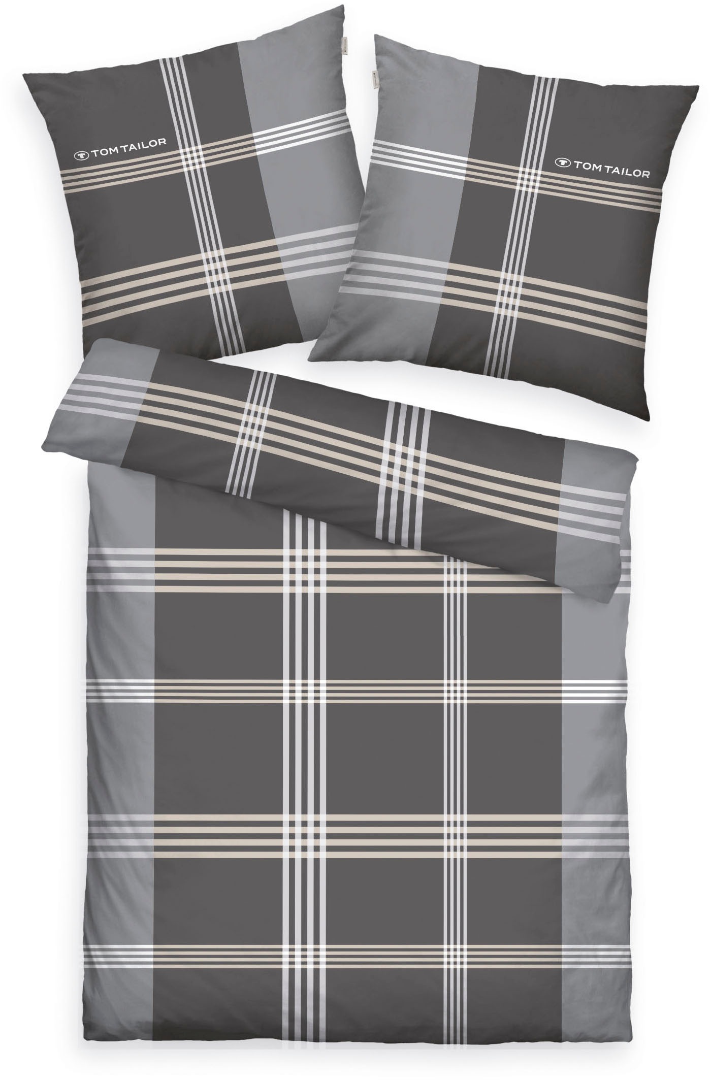 TOM TAILOR HOME Bettwäsche »Ole in Gr. 135x200 oder 155x220 cm«, karierte Bettwäsche aus Baumwolle, mit Reißverschluss