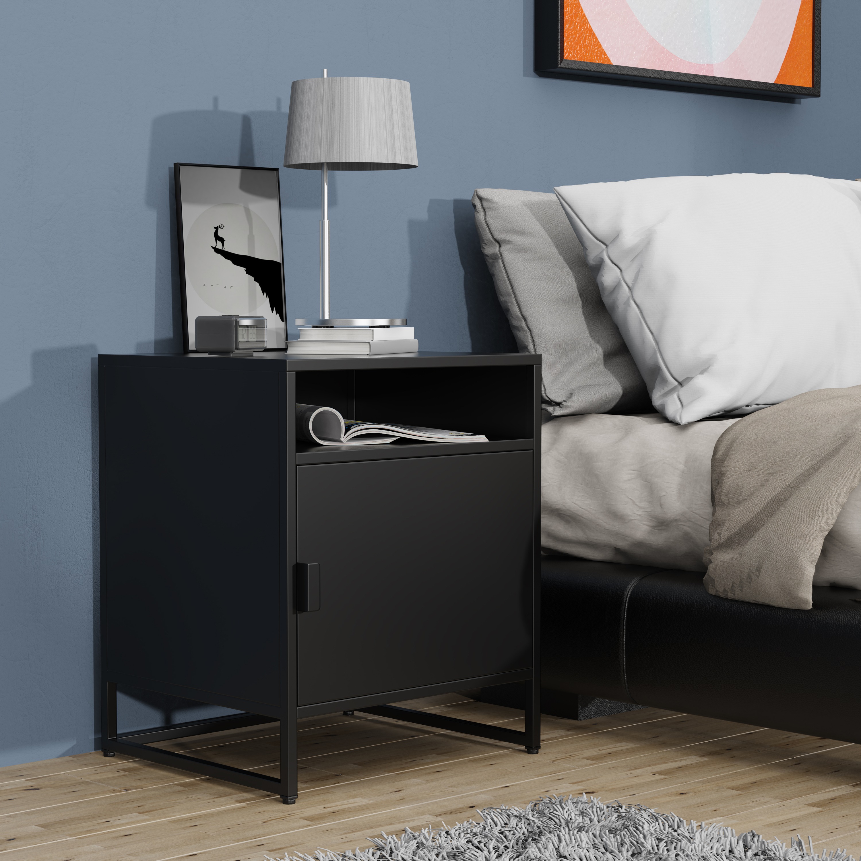 Thumbnail - VCM Nachttisch "Metall Nachttisch Beistelltisch Drehtür Flokas L" 1 Stk. tlg.