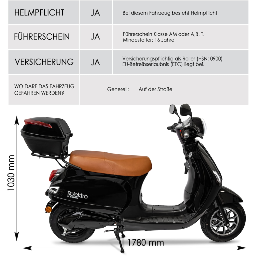 Rolektro E-Motorroller »Retro 45 Lithium, V. 2021«