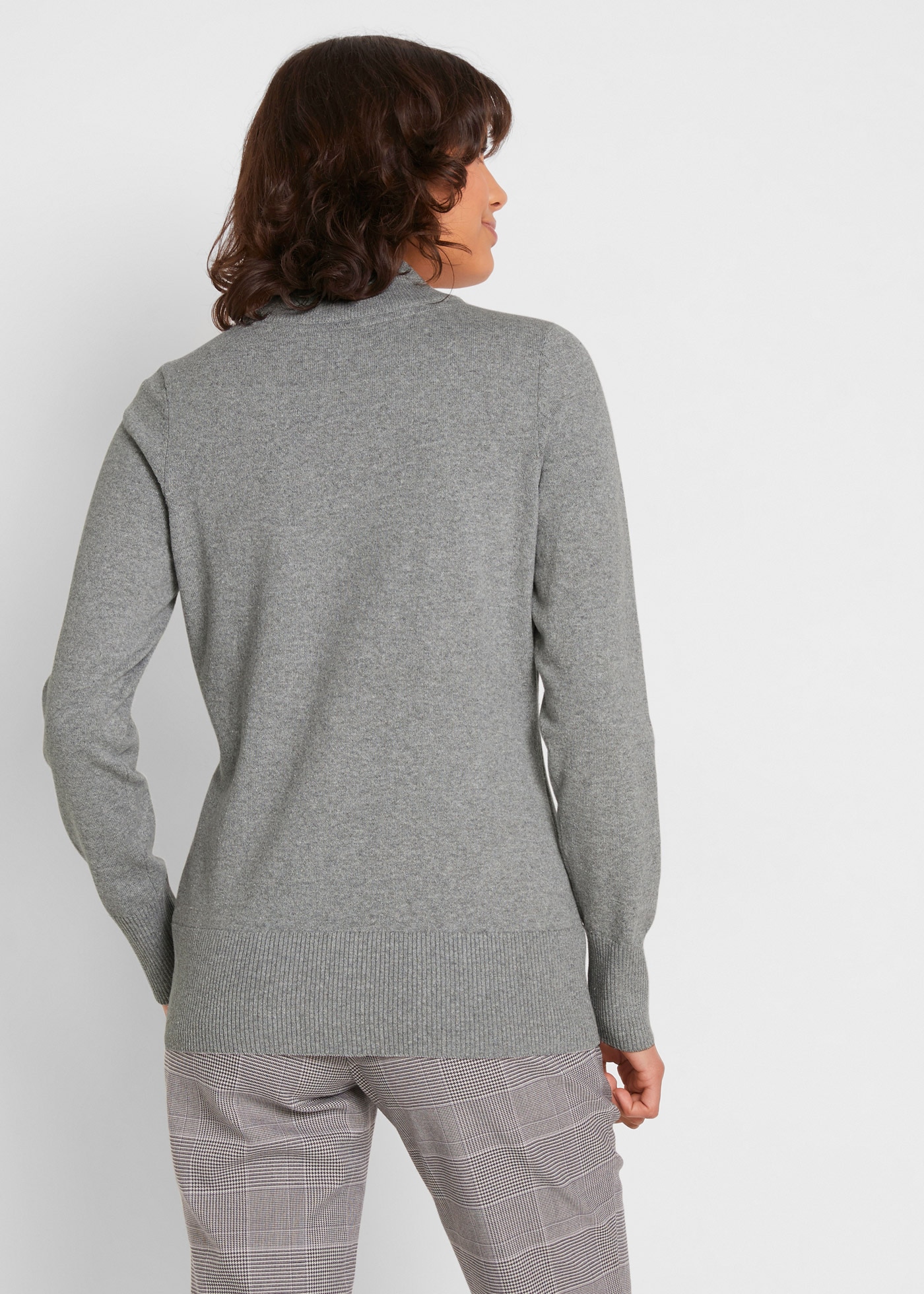 bonprix Strickpullover aus Strickmaterial, atmungsaktiv, pflegeleicht, mit Stehkragen