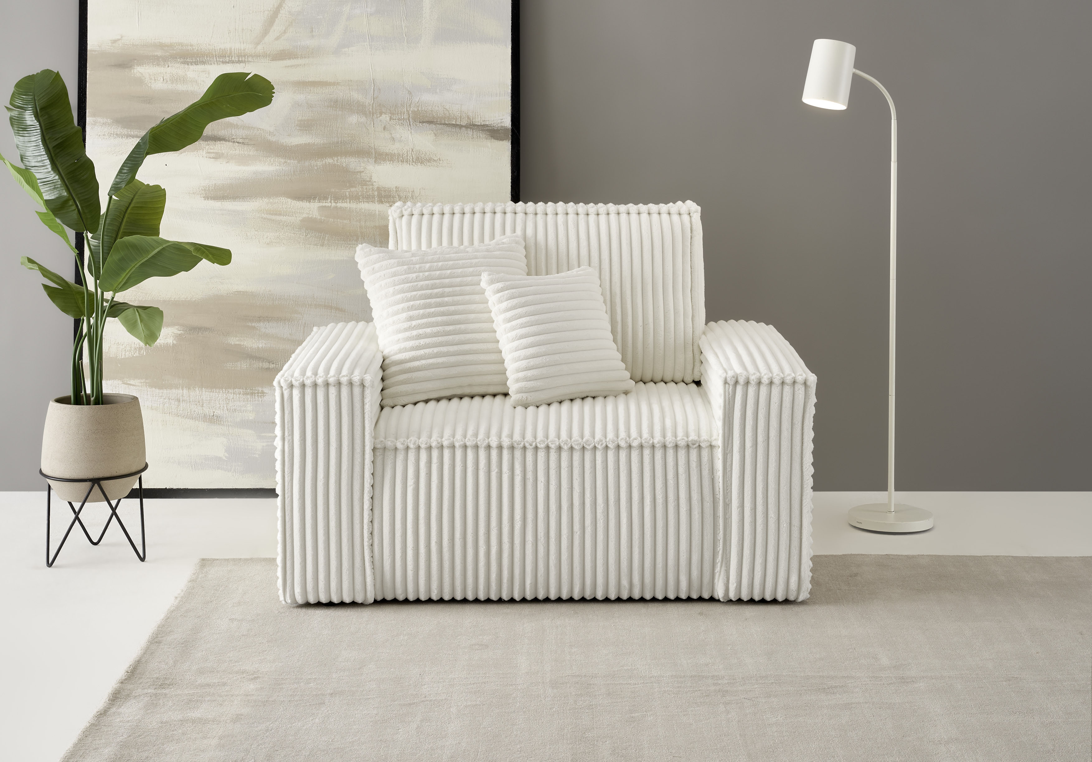 OTTO home Loveseat "FINNLEY Struktur fein, Sessel kombinierbar m. der Serie FINNLEY" 1 Stk. tlg. verfügbar in den Stoffqualitäten Bouclé, Struktur fein und Mega Cord