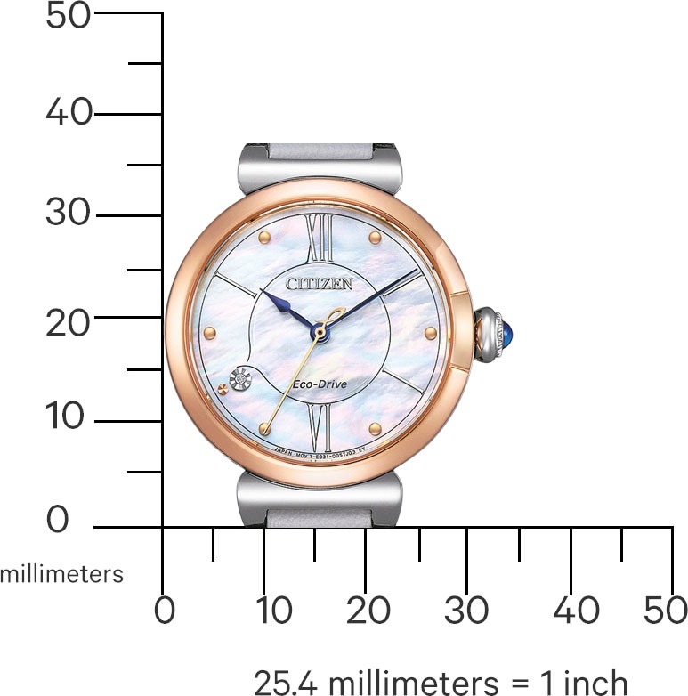 Citizen Solaruhr, Armbanduhr, Damenuhr, Lederarmband, Saphirglas