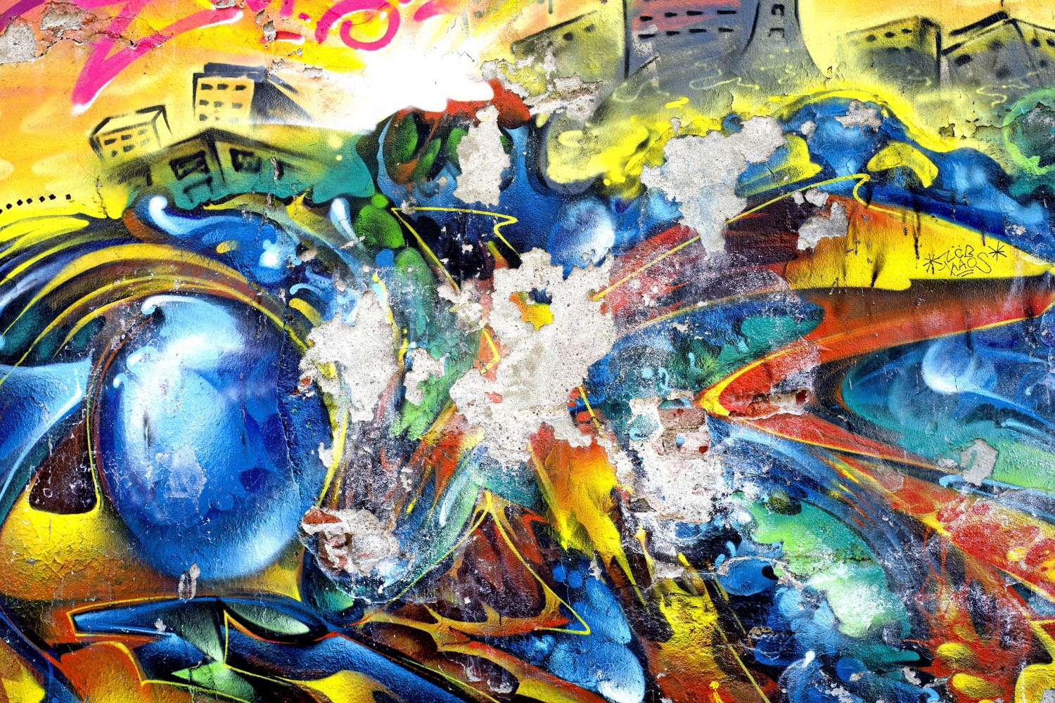 queence Acrylglasbild "Kunstwerk" Abstrakt  Gebäude  Graffiti  Kunst Fine A günstig online kaufen