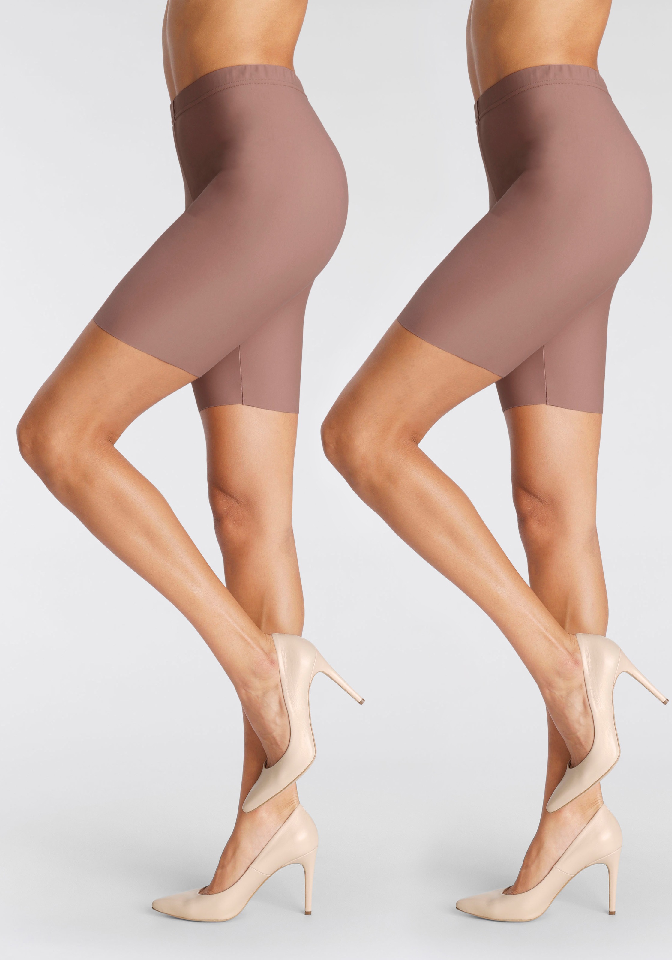 Radlerhose LASCANA, Damen, Gr. 40/42, N-Gr, braun (bronzefarben), Strick, Obermaterial: 80% Polyamid, 20% Elasthan, unifarben, Basic, bequem, Hosen Radlerhose, ideal für ein sicheres Gefühl darunter