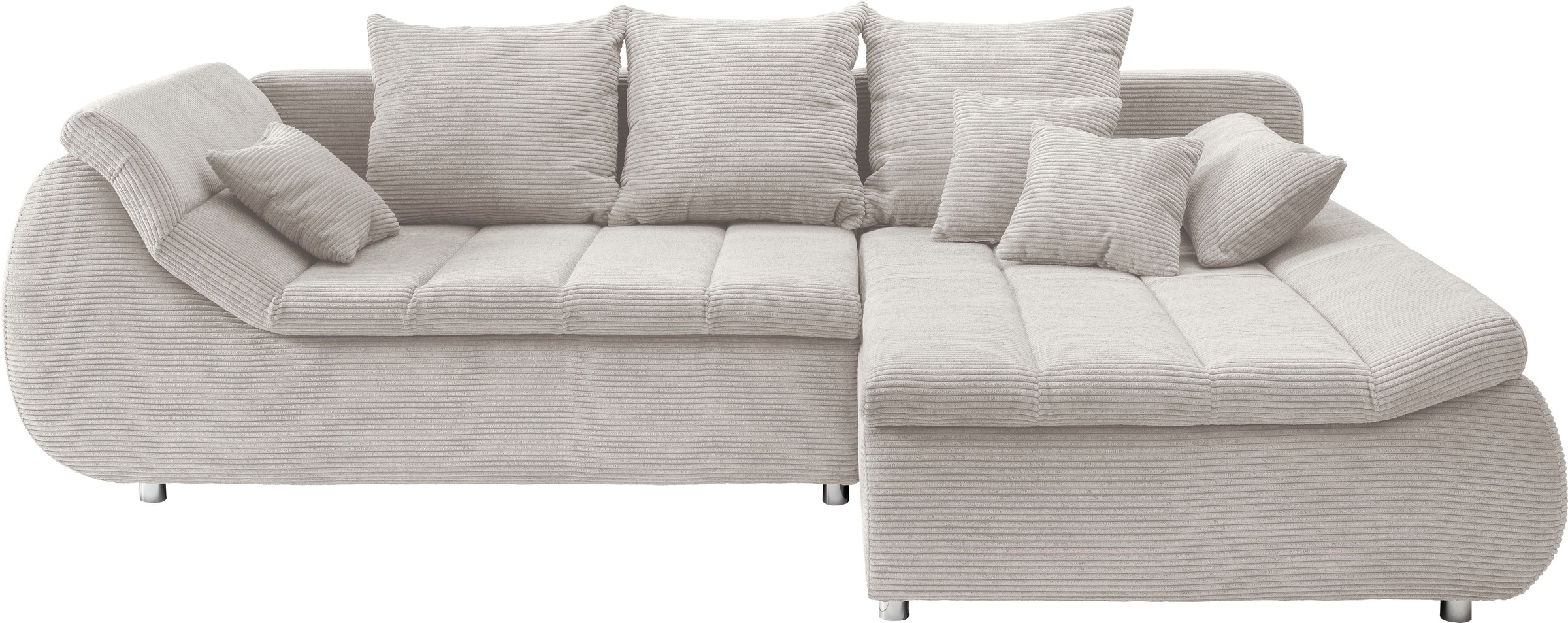 Ecksofa HOME AFFAIRE "Imola, bequem, aktuelle Steppung im Sitz, L-Form, Breite 270cm", silber, B:270cm H:90cm T:170cm, Microfaser PRIMABELLE (100% Polyester) / Struktur (82% Polyester, 9% Viscose, 7% Baumwolle, 2% Nylon);Kunstleder SOFTLUX / Struktur (82% 2