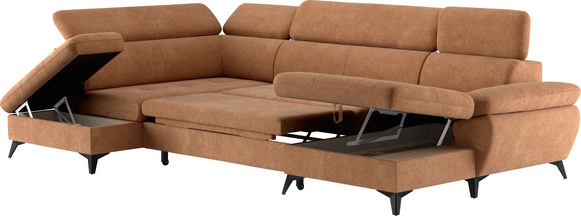 COTTA Wohnlandschaft »Hudson U-Form«, mit Kopfteilverstellung, wahlweise mit Bettfunktion & Bettkasten