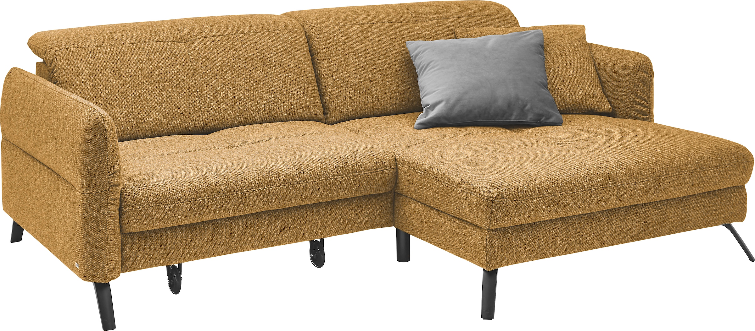 set one by Musterring Ecksofa »SO 4400 V« wahlweise mit motorischer Bettfunktion & Kopfverstellung, Fuß schwarz