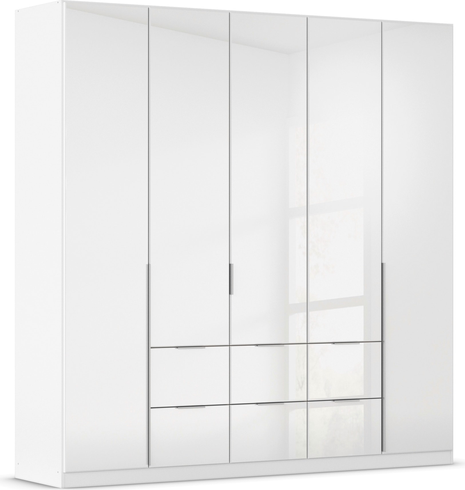OTTO home Drehtürenschrank "Kleiderschrank Kleiderschränke Schrank Garderobe AGORDO mit Glasfront" in zwei Griff-Farben, Breiten 91-360 cm, mit Außenschubkästen, in 7 Breiten und 2 Höhen MADE IN GERMANY