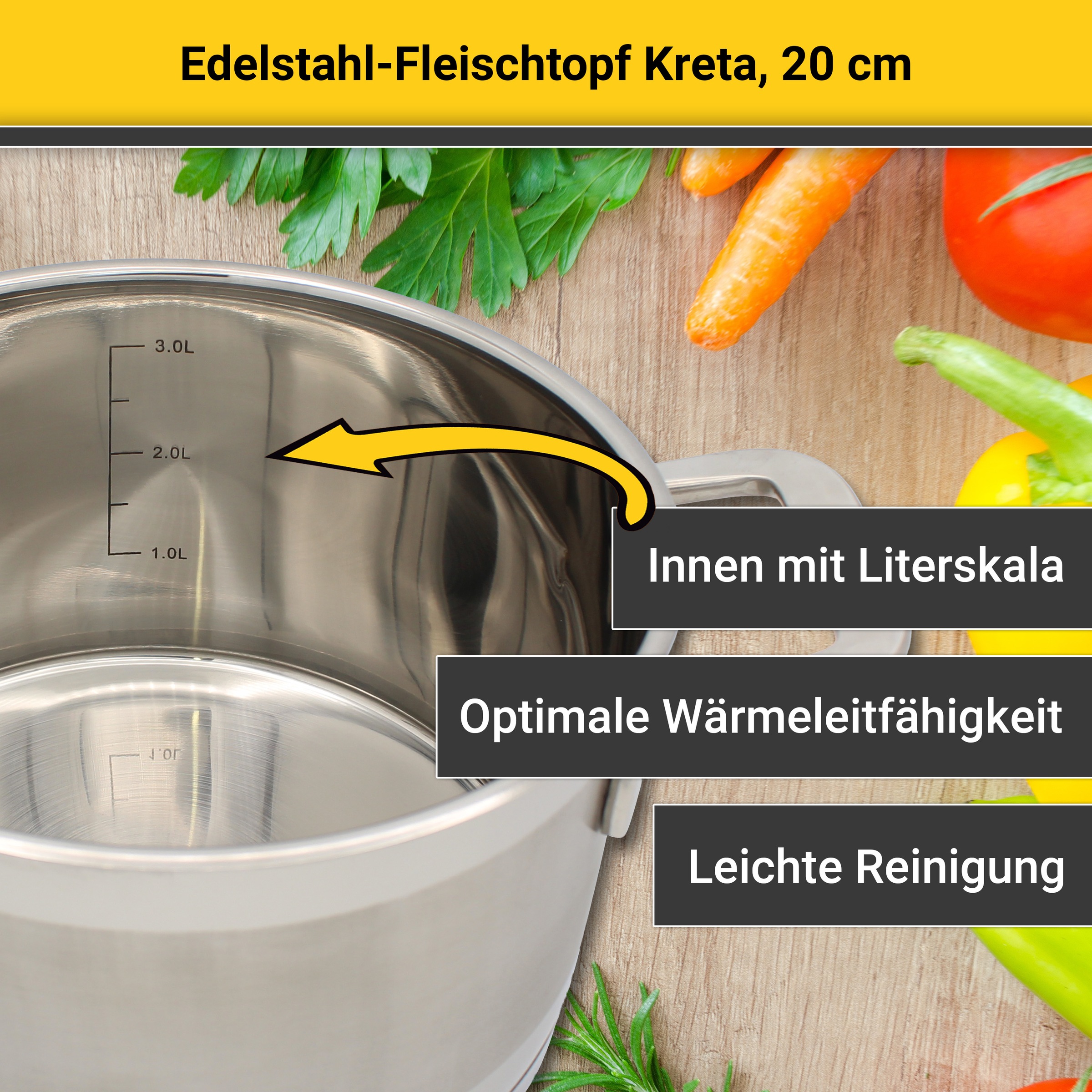 Krüger Fleischtopf "Kreta" 2 Stk. tlg. Edelstahl 18/10 günstig online kaufen