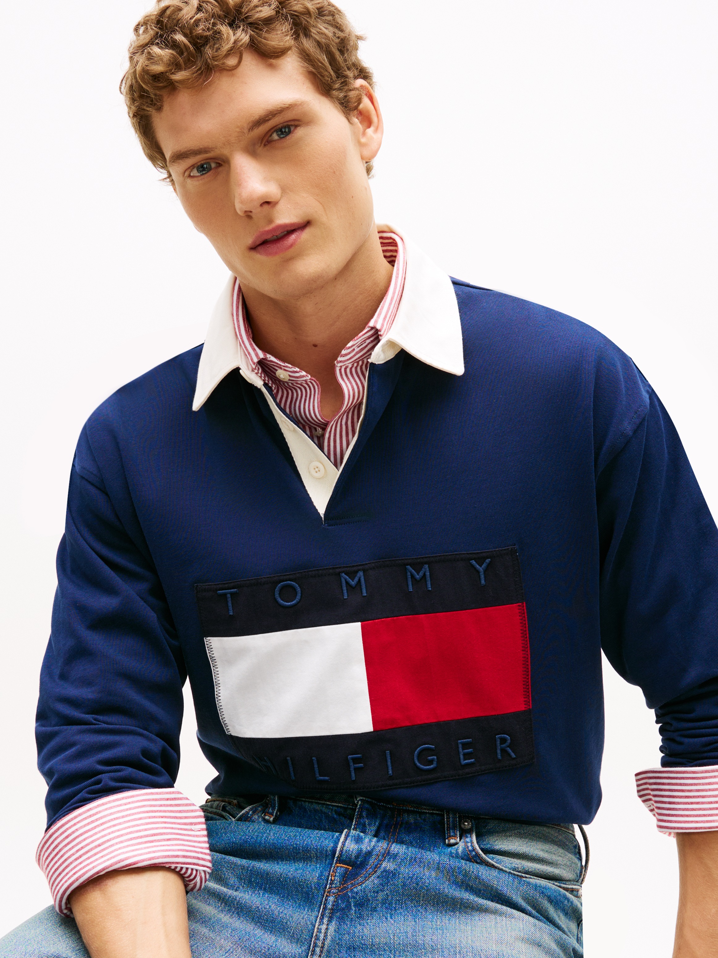 Tommy Hilfiger Sweatshirt "FLAG RUGBY", Regular fit mit Polokragen Poloshir günstig online kaufen