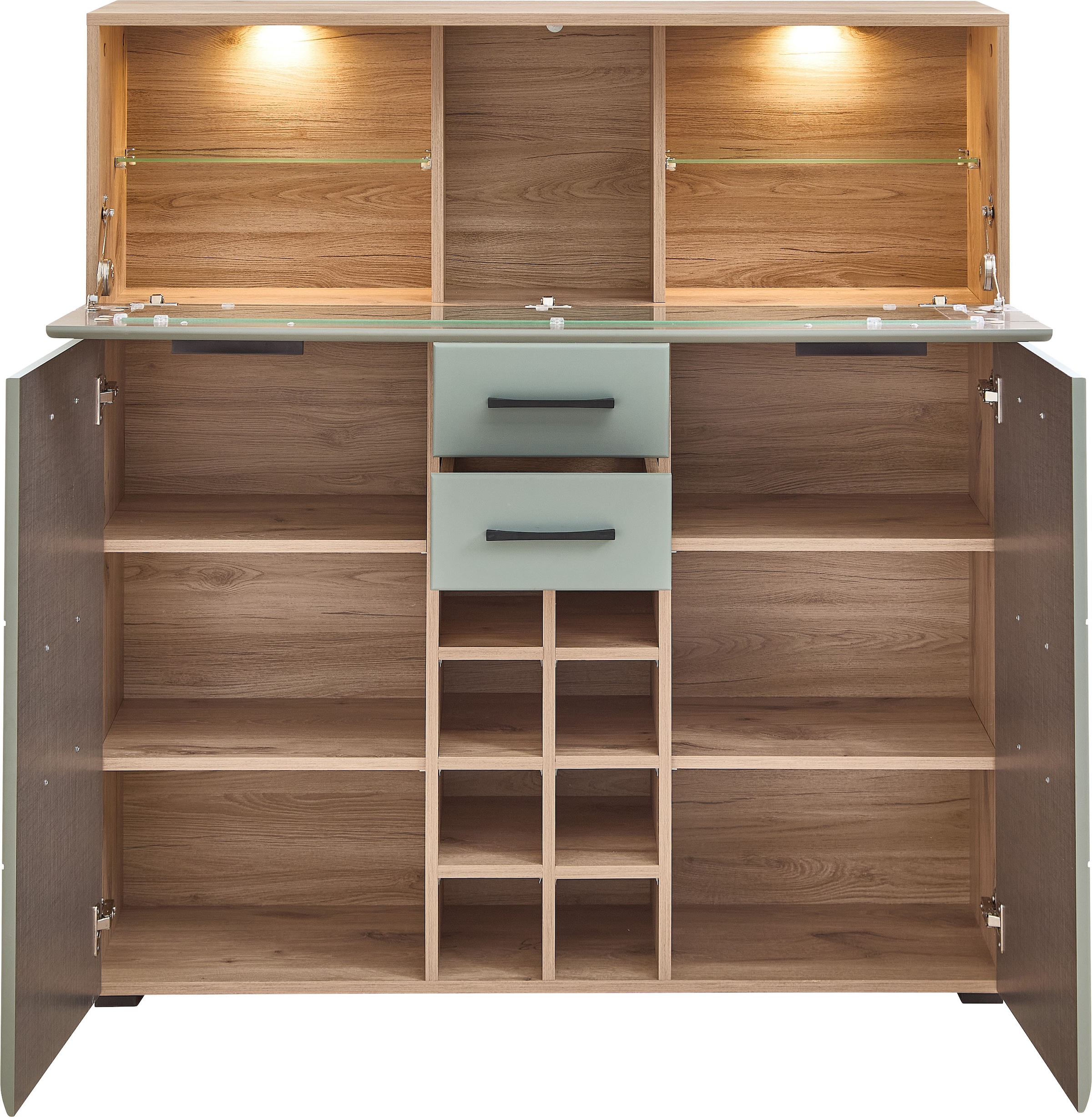 Innostyle Barschrank »FUN PLUS II«, 2 Holztüren, 19 Fächer, 1 Klappe, Softclose, ABS Kantenschutz