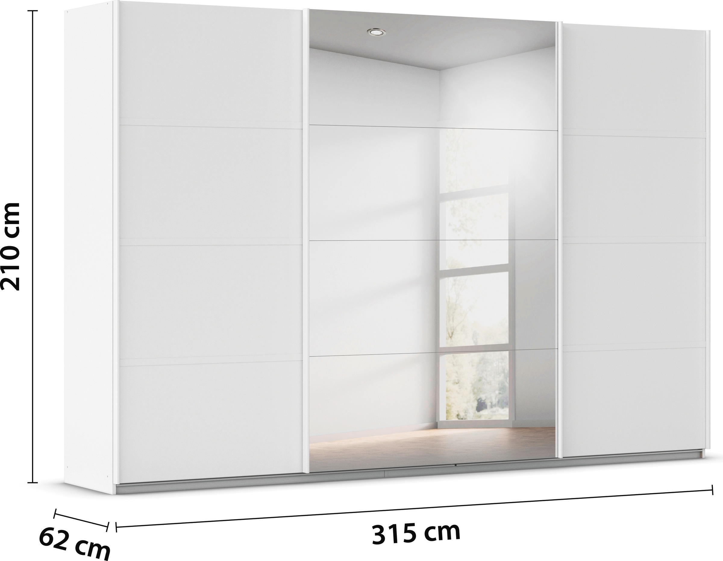 rauch Kleiderschrank »Schwebetürenschrank OTTO´s Choice Garderobe Schrank TOP ANGEBOT Avola«, (in 3 verschiedenen Ausstattungen BASIC/CLASSIC/PREMIUM inkl. Spiegel), mit eleganten Zierleisten in Chrom, Schwarz oder Weiß MADE IN GERMANY