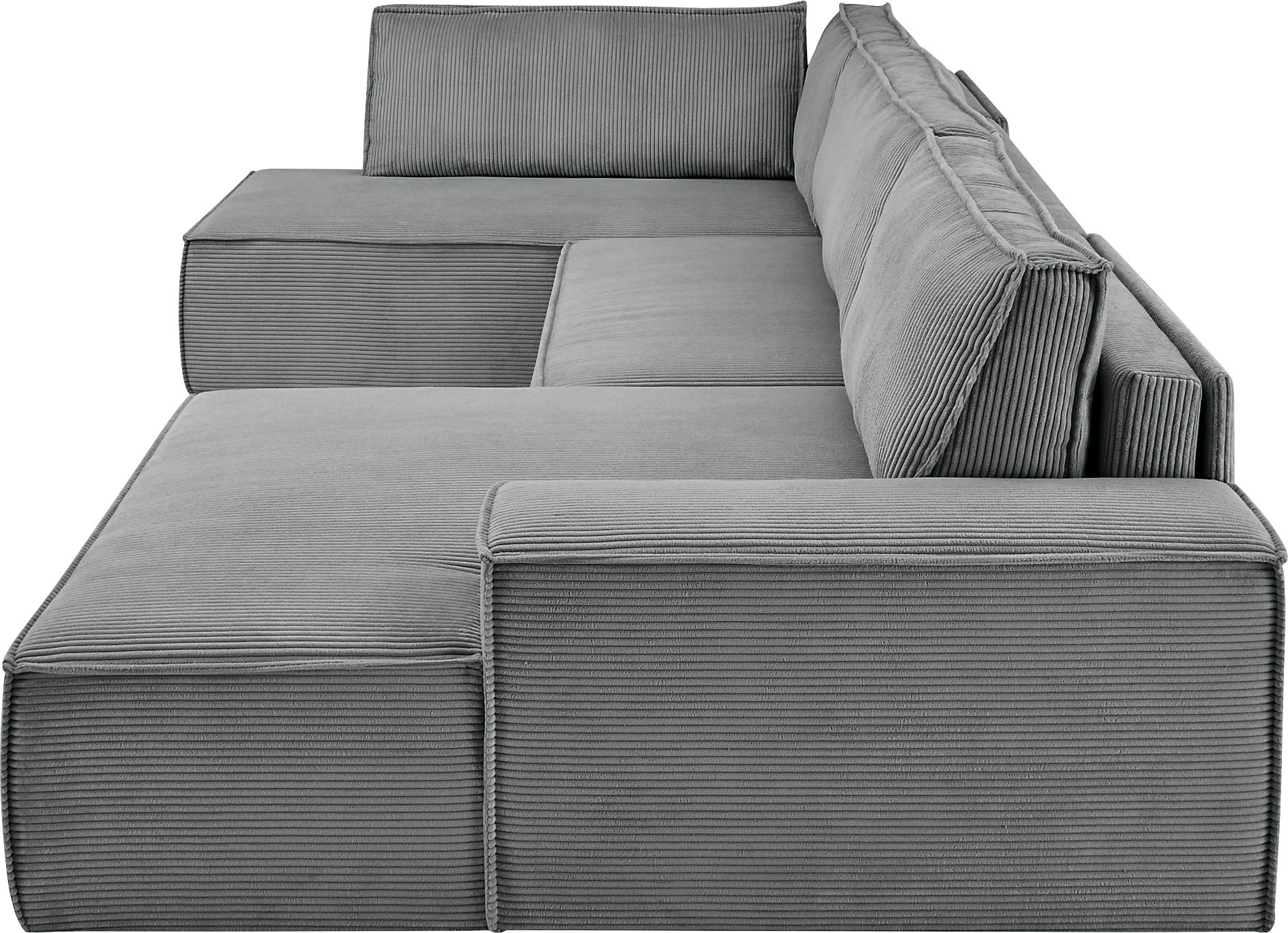 Home affaire Wohnlandschaft »SHERWOOD 329 cm, U-Form, Schlafsofa,«, Schlaffunktion m. Bettkasten (194x139 cm), Cord, Vintage, Samtvelours