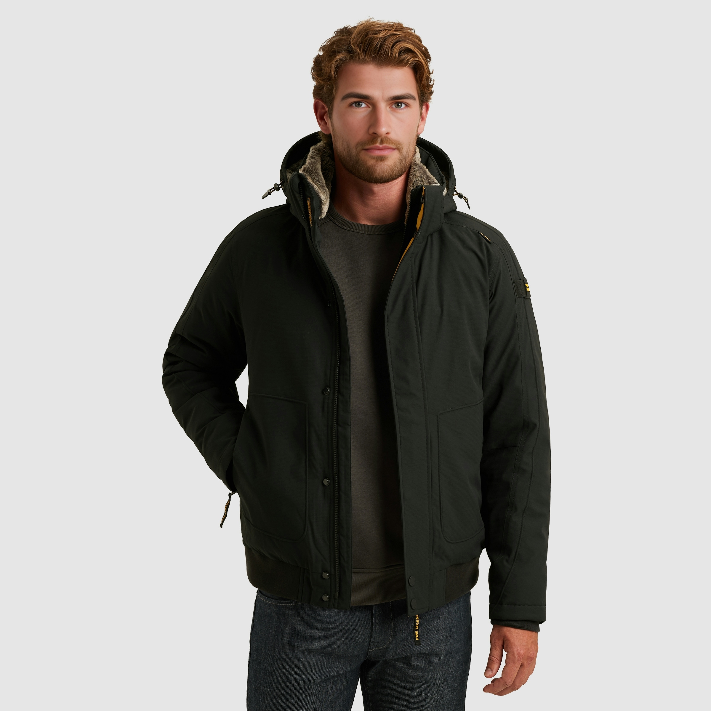 PME LEGEND Winterjacke mit Kapuze mit abnehmbarer Kapuze und verdecktem Rei günstig online kaufen