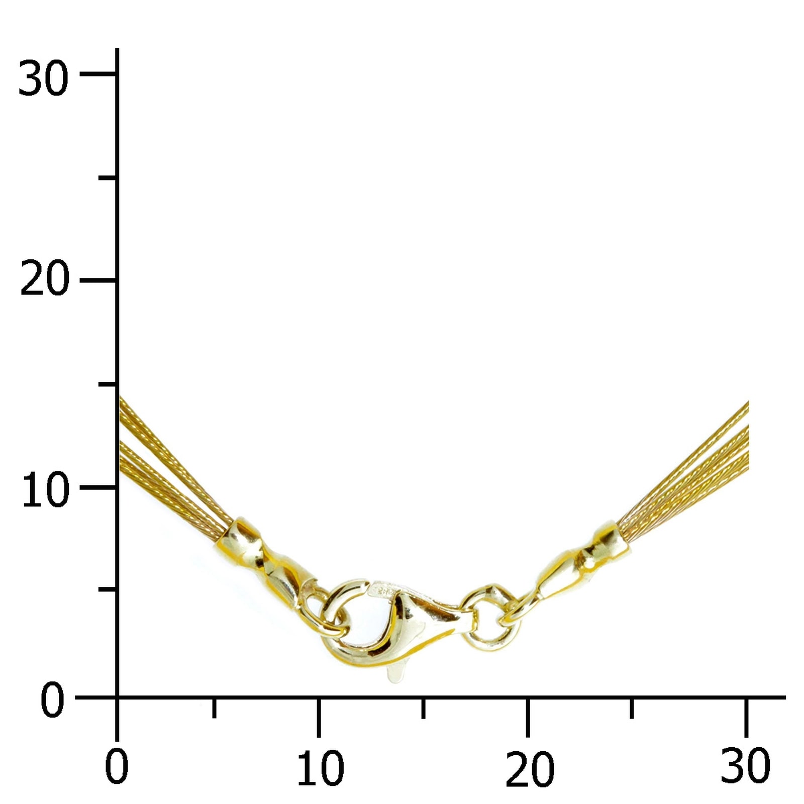OSTSEE-SCHMUCK Halsreif »- Nyloncollier 5-reihig -goldfarben- - Edelstahl -,«