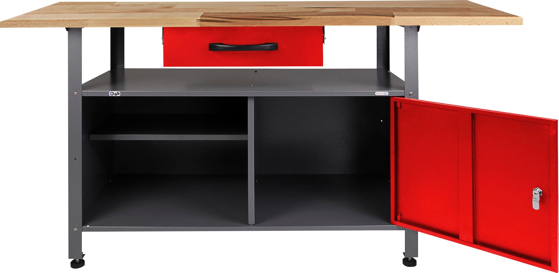 ONDIS24 Werkstatt-Set »Basic One«, 2x Werkbank, 1x Werkstattschrank, 3x Lochwand