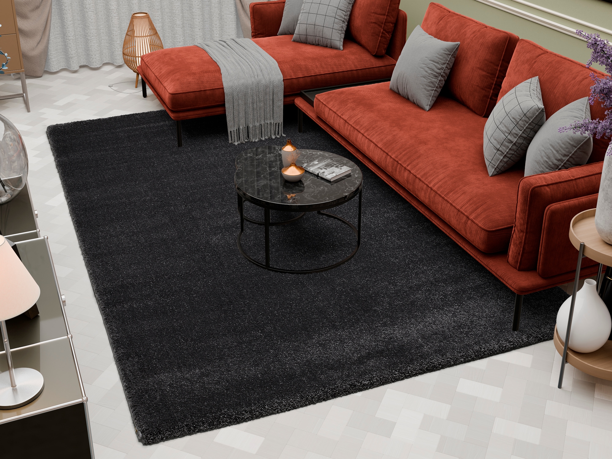 OCI DIE TEPPICHMARKE 1100000002199 "KOMFORT, auch als Läufer und in Rund" rechteckig 20 mm Höhe Uni - Hochflor, Langflor, Shaggy, maschinengewebt, robust