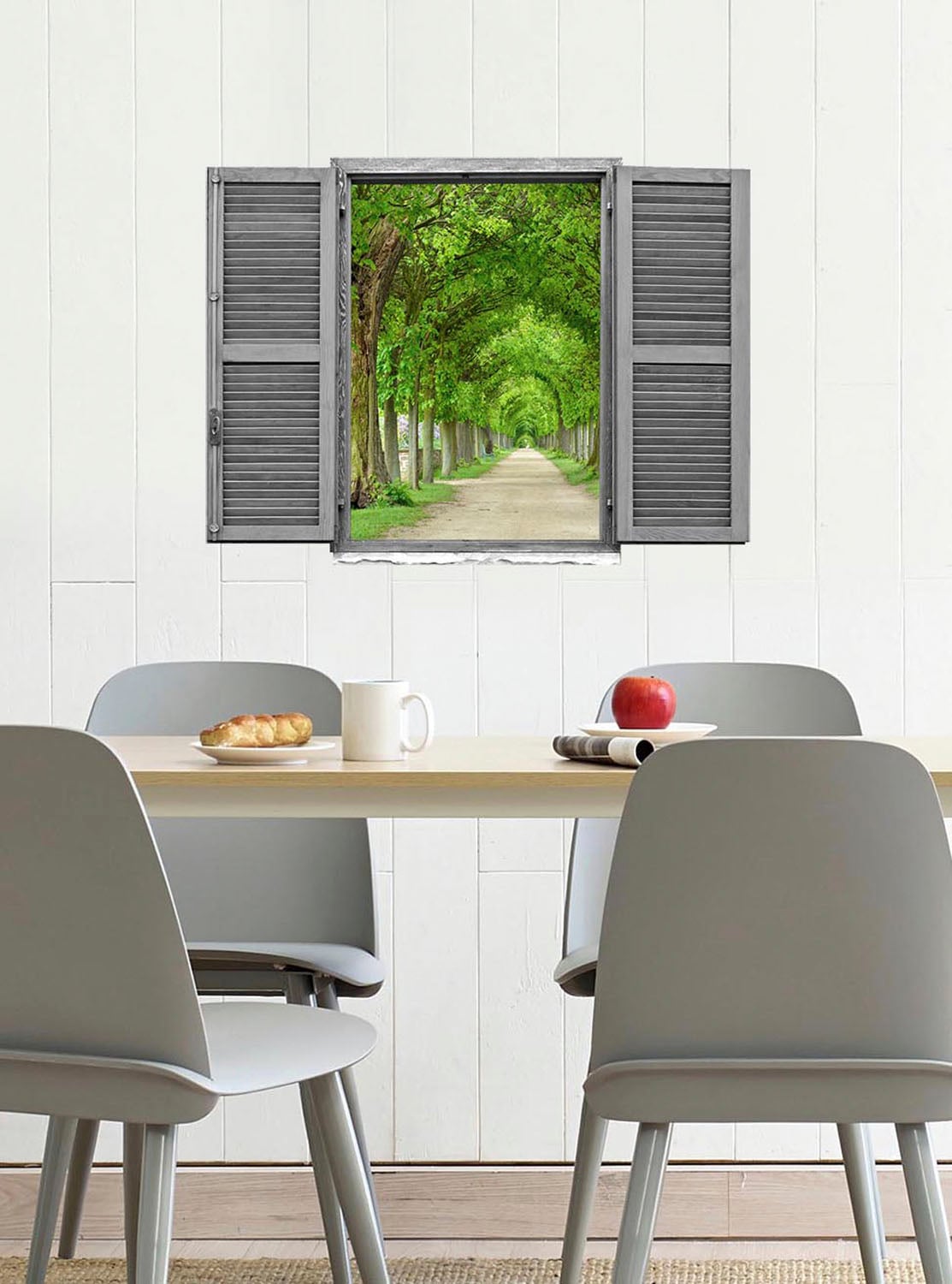 queence Wandtattoo »Allee« Wandsticker, Wandbild, selbstklebend, 3D, Fenster