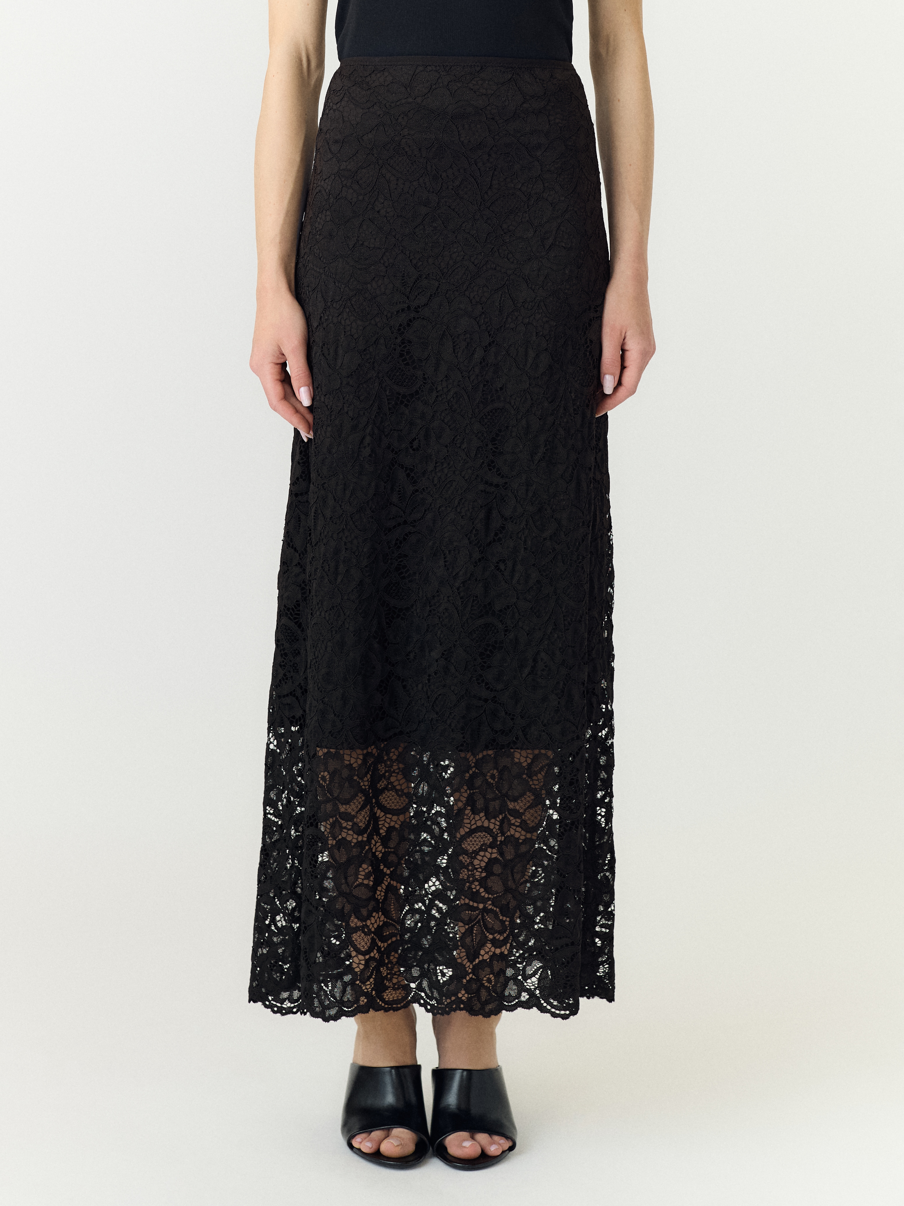 Y.A.S Maxirock "YASLACEY HW LONG LACE SKIRT S. NOOS" Materialmix, high waist