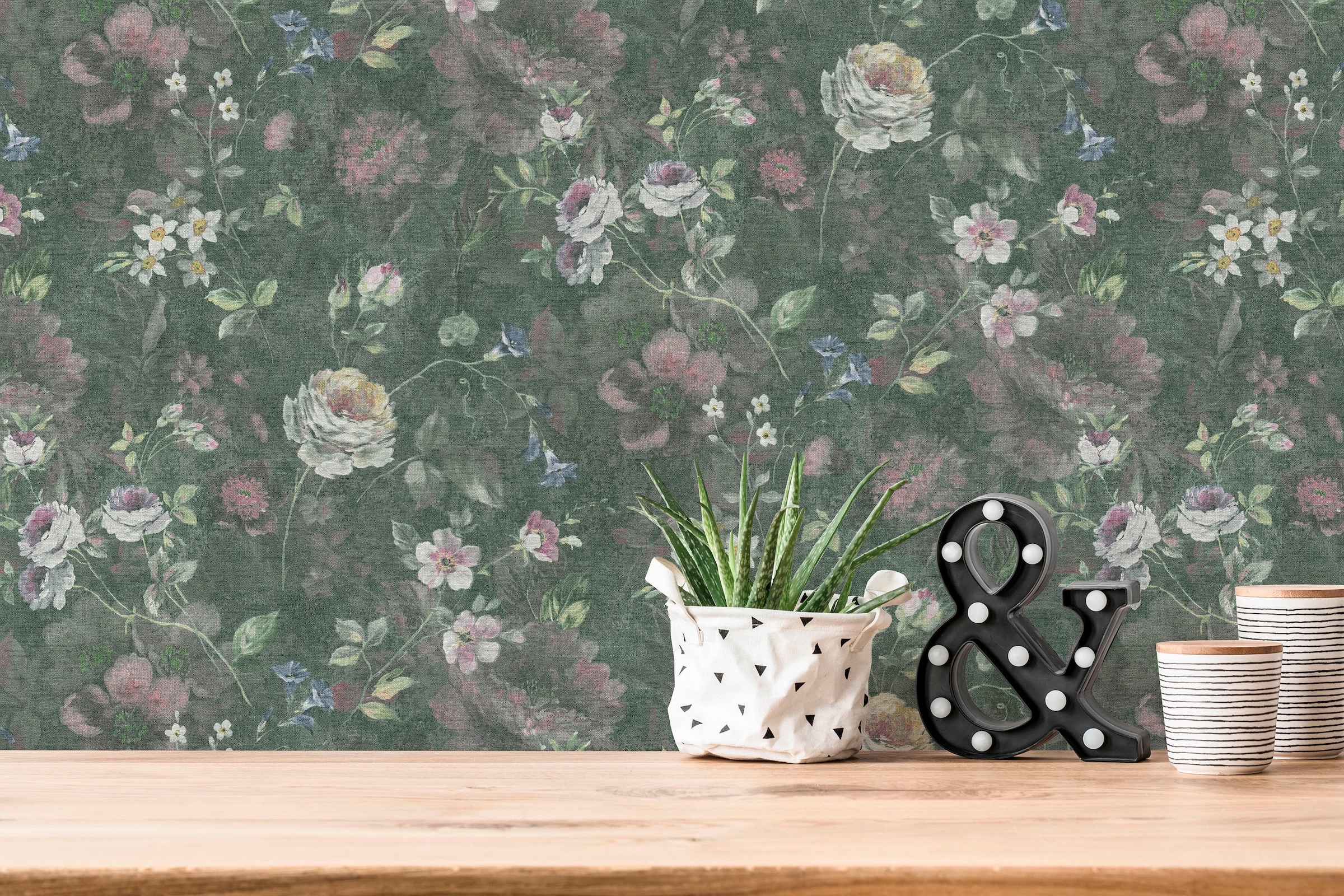 A.S. Création Vliestapete "Natural Living Blumentapete" gemustert matt neutral leicht strukturiert Blumentapete Vlies Vlies Wand Tapeten Wohnzimmer Schlafzimmer Küche