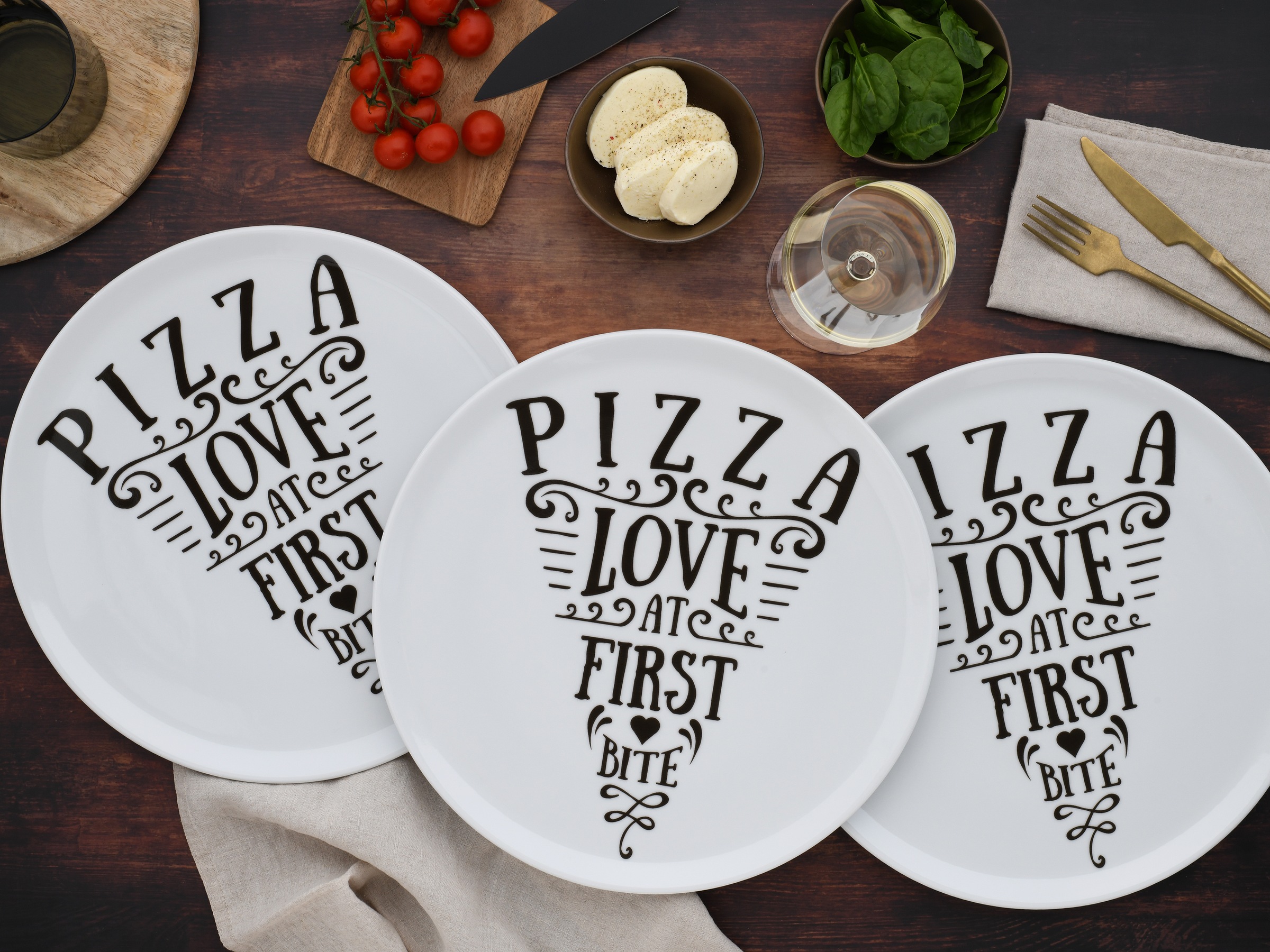 CreaTable Pizzateller »Europa In Love, Pizzateller 33 cm 6-tlg«, (Set, 6 St.), Europäische Qualität