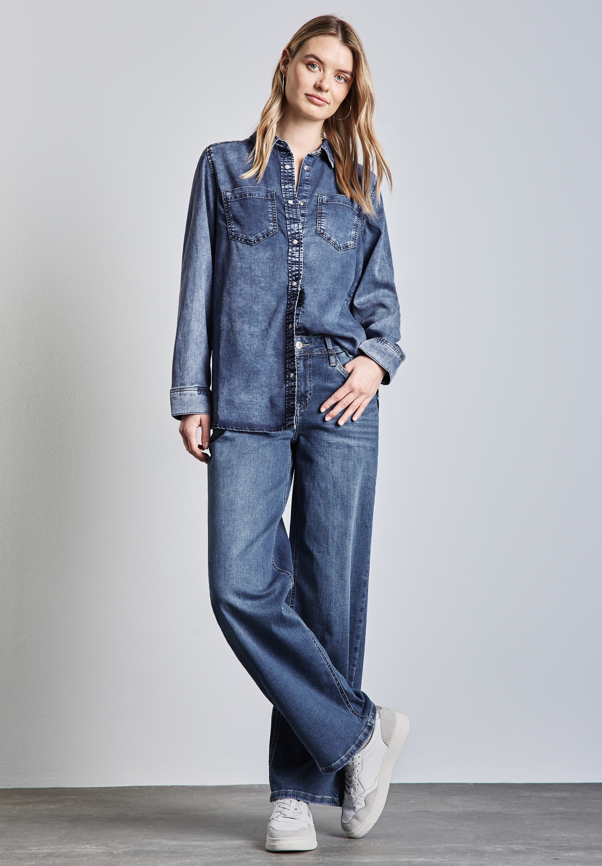 STREET ONE Jeansbluse, mit Knopfleiste
