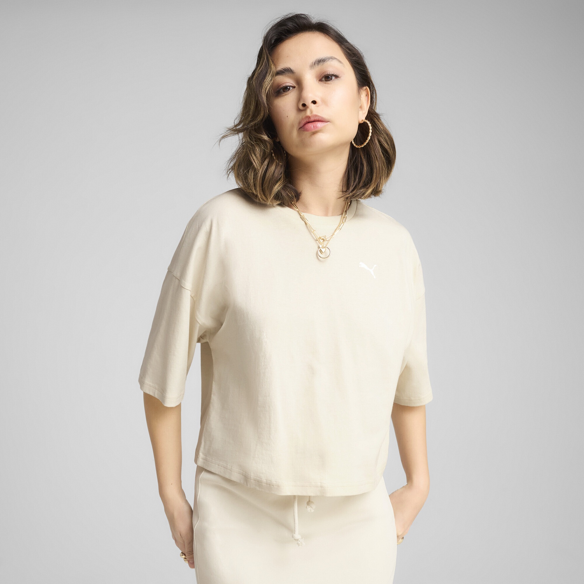PUMA T-Shirt »WARDROBE ESS Kurzes Oversized-T-Shirt Damen«