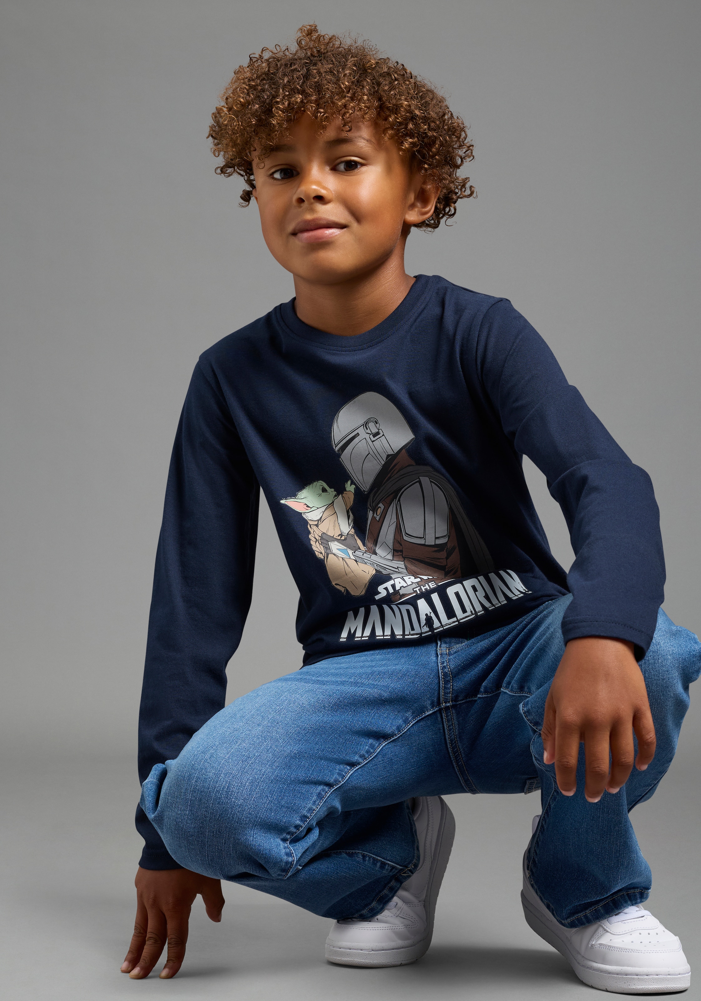 KIDSWORLD Langarmshirt »STAR WARS: MANDALORIAN Shirt, Disney« normale Schnittform, Langarm, Basic-Stil, für Frühling und Herbst