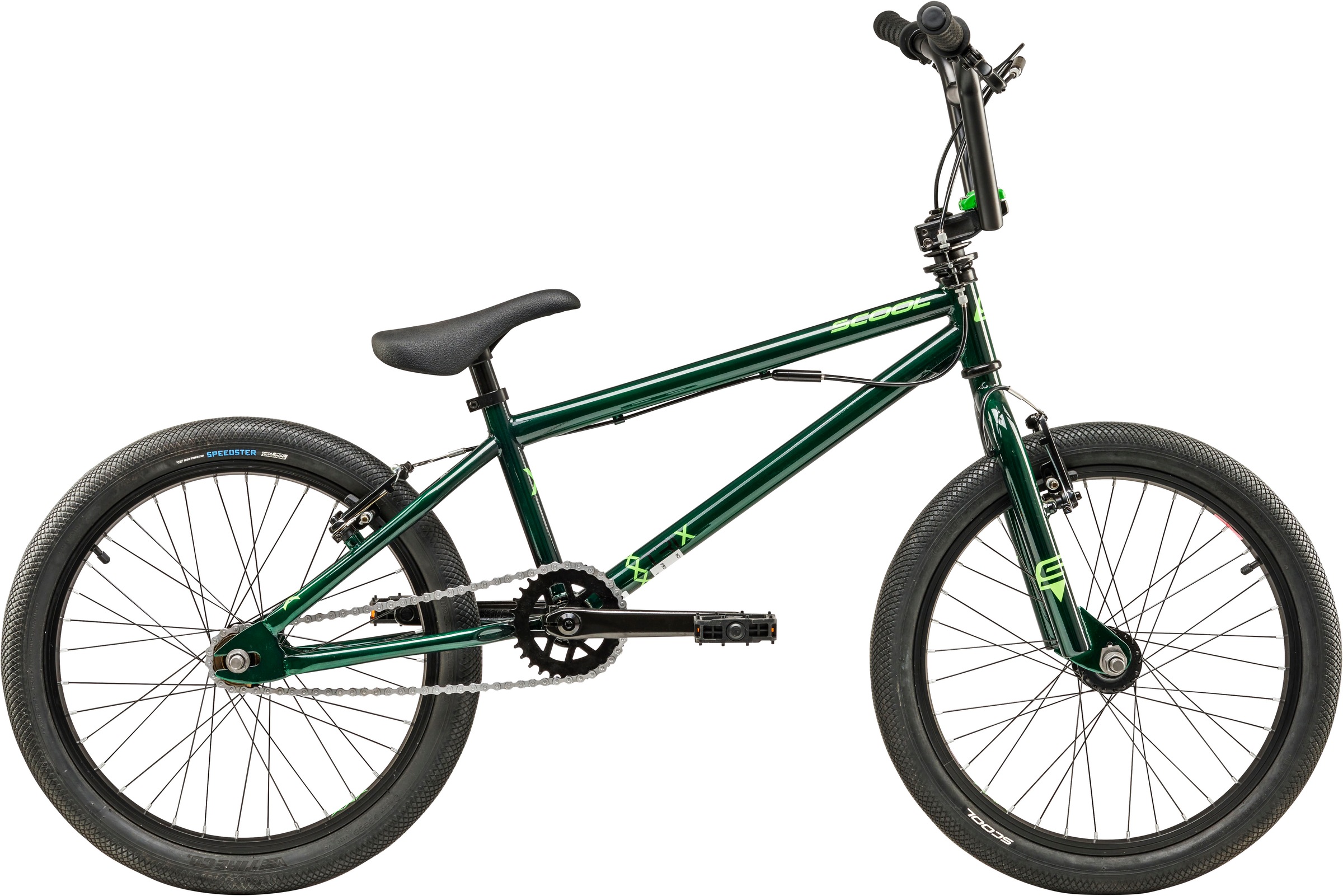 S’COOL Jugendfahrrad "SCOOL XtriX 20-1S - Dark Green/Neon Green" 1 Gang ohne Schaltung Axle-Pegs