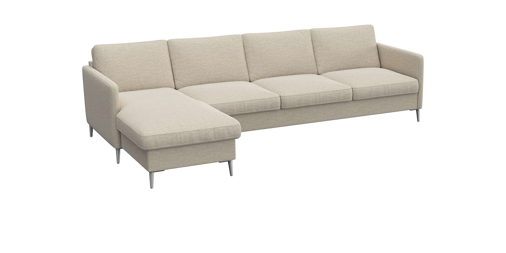 FLEXLUX Ecksofa »Fiore, super Sitzkomfort durch Kaltschaum im Sitz, L-Form«, schmale Armlehnen, Füße Alu