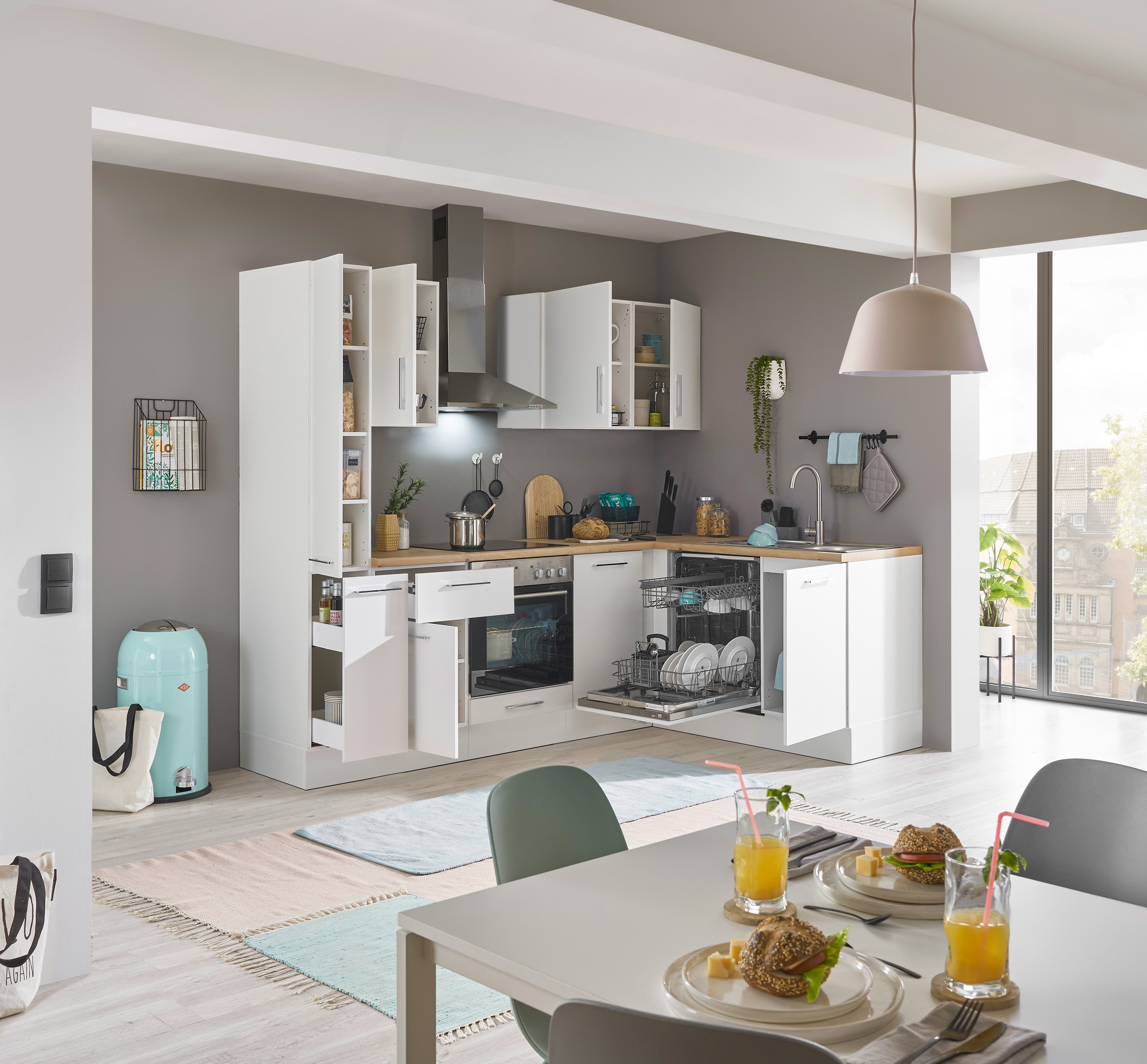 BASIC by Balculina Winkelküche »Turin«, Stellbreite 250x175 cm, wahlweise mit E-Geräten