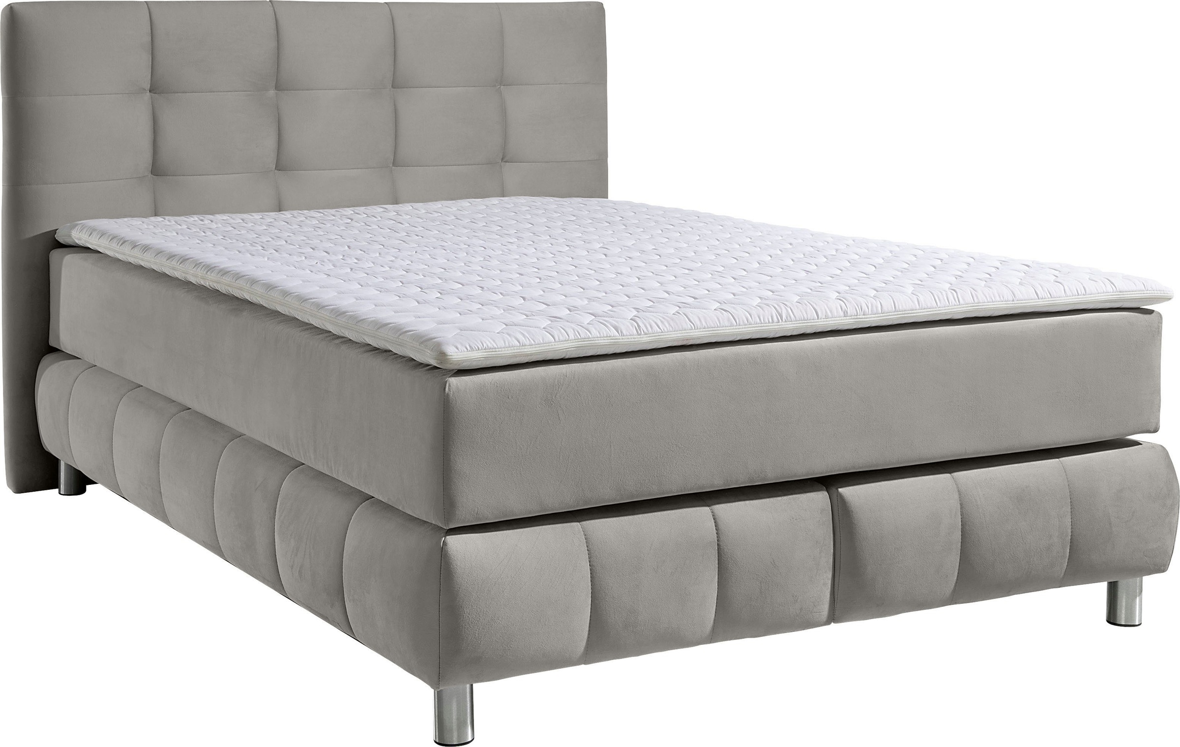 andas Boxspringbett »Salo XXL«, in Samtoptik oder Struktur, 6 Breiten in Überlänge 220cm, 4 Härtegrade