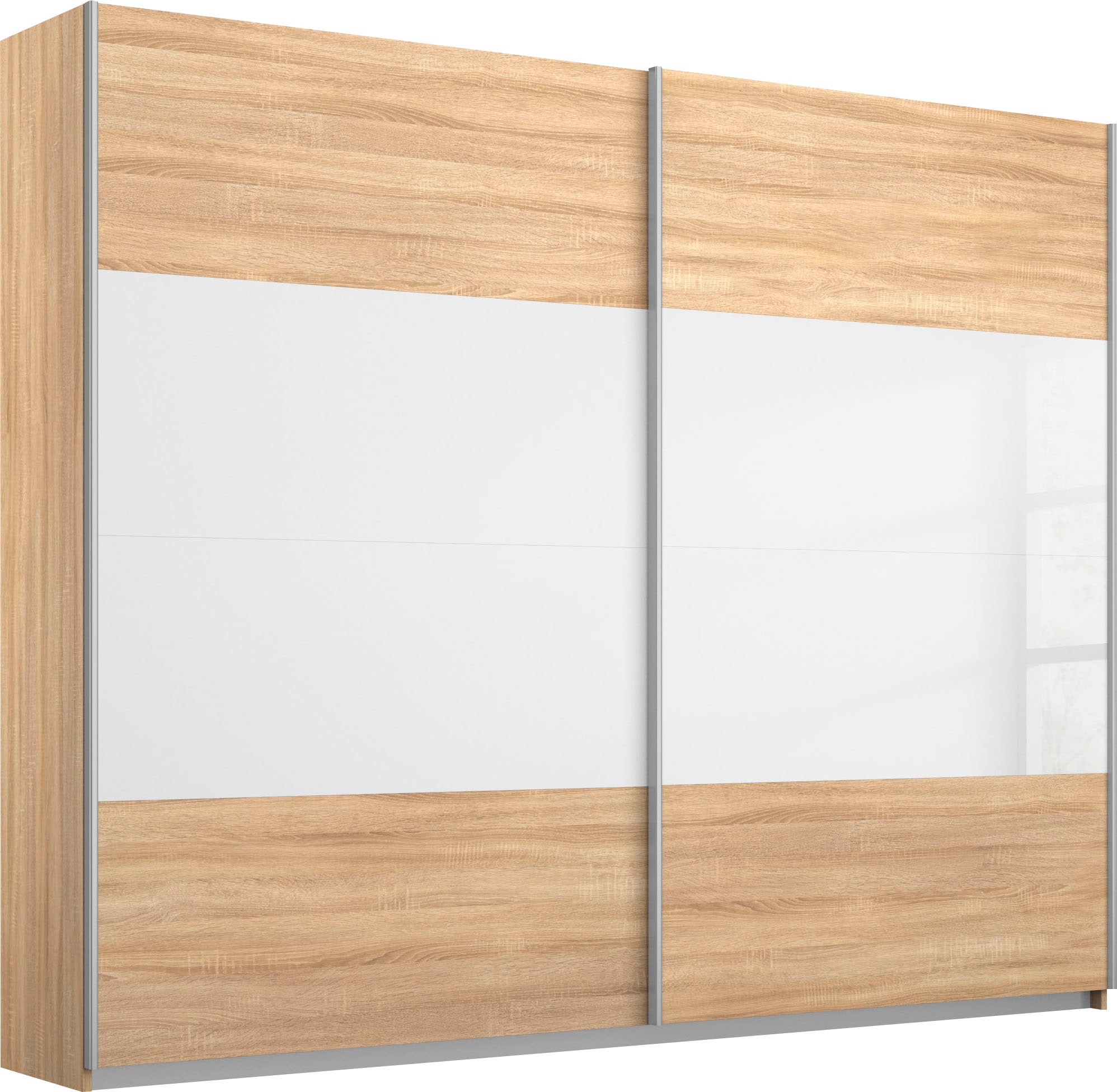 rauch Schwebetürenschrank "Quadra Schlafzimmerschrank in vielen Breiten" Kleiderschrank Garderobenschrank Schrank mit Glaselementen