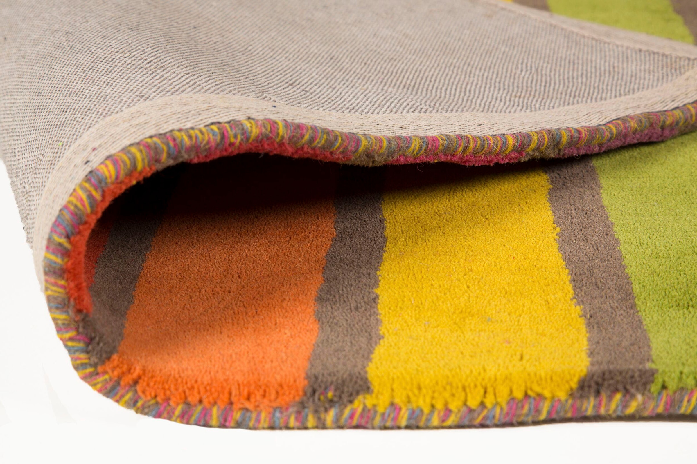 FLAIR RUGS Wollteppich »Candy«, rechteckig, aus 100% Wolle, Design mit Streifen, mehrfarbig gemustert, bunt