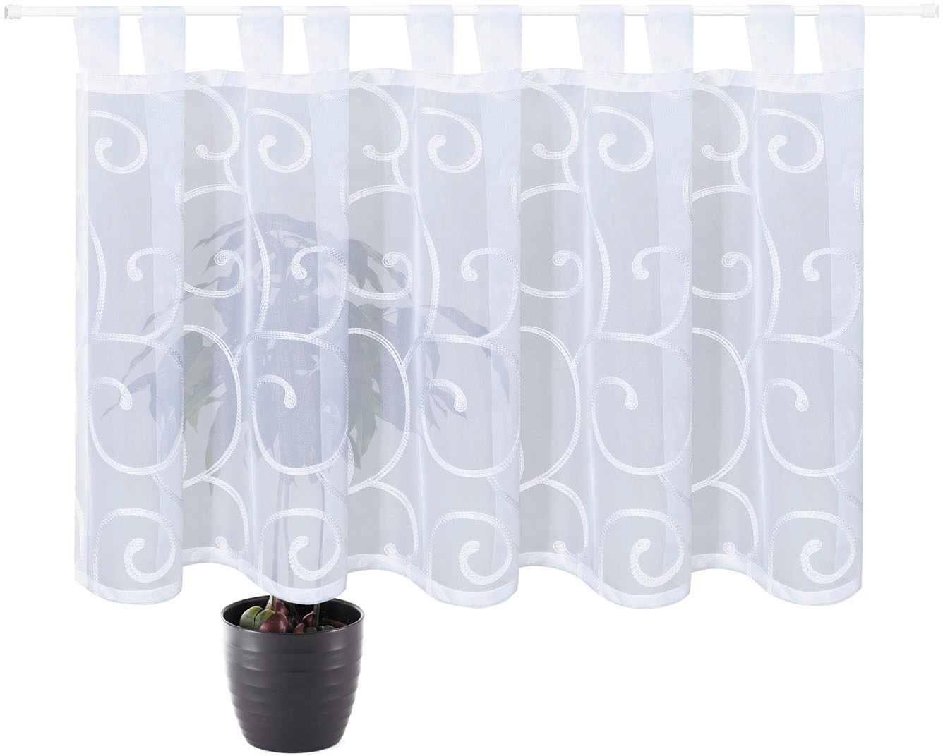 Thumbnail - Gerster Gardine "Quinta" Schlaufen 1 Stk. tlg. Schlaufenpanneau bestickt