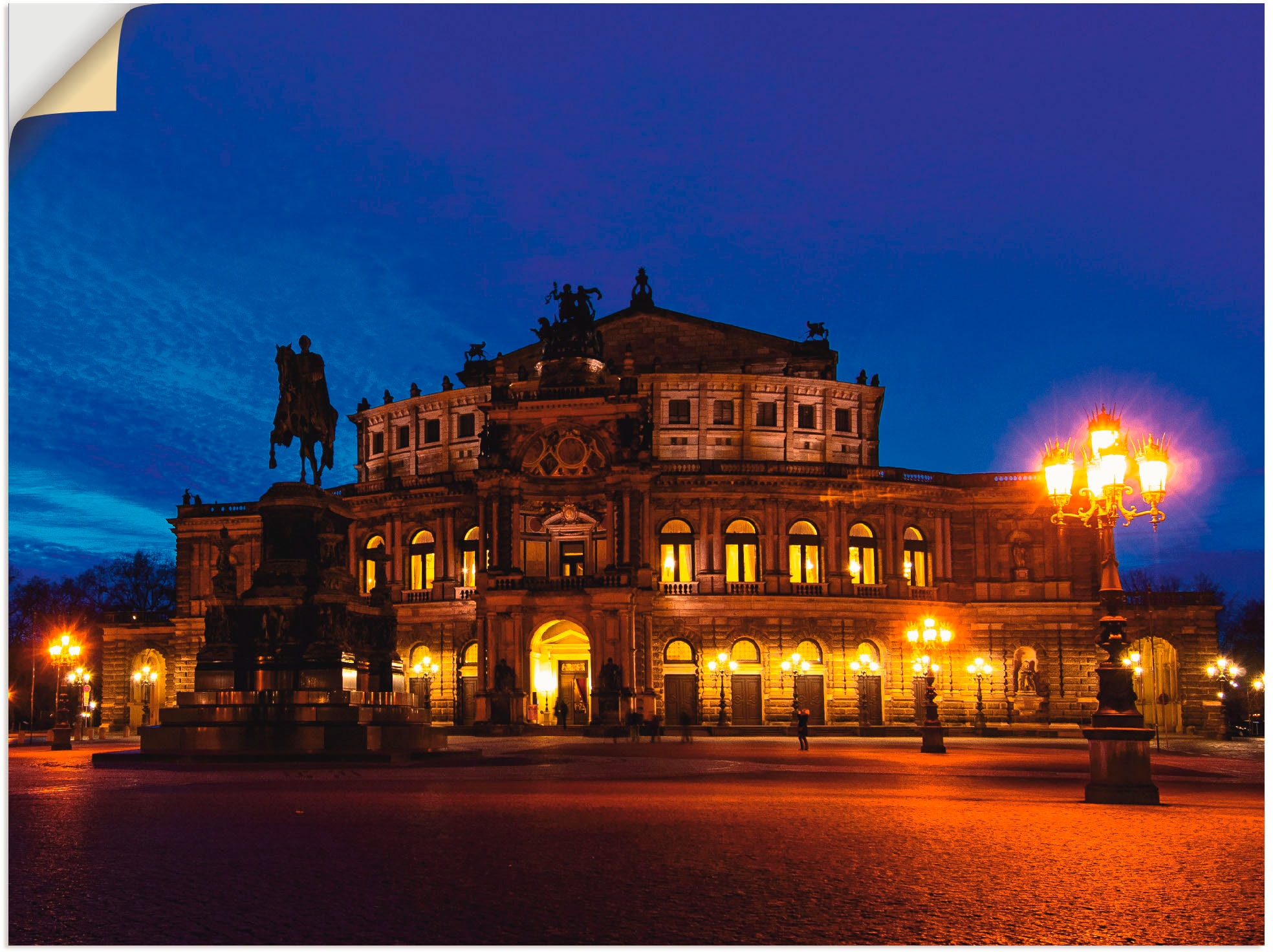 Artland Wandfolie "Dresden Semperoper, blaue Stunde", Gebäude, (1 St.), selbstklebend