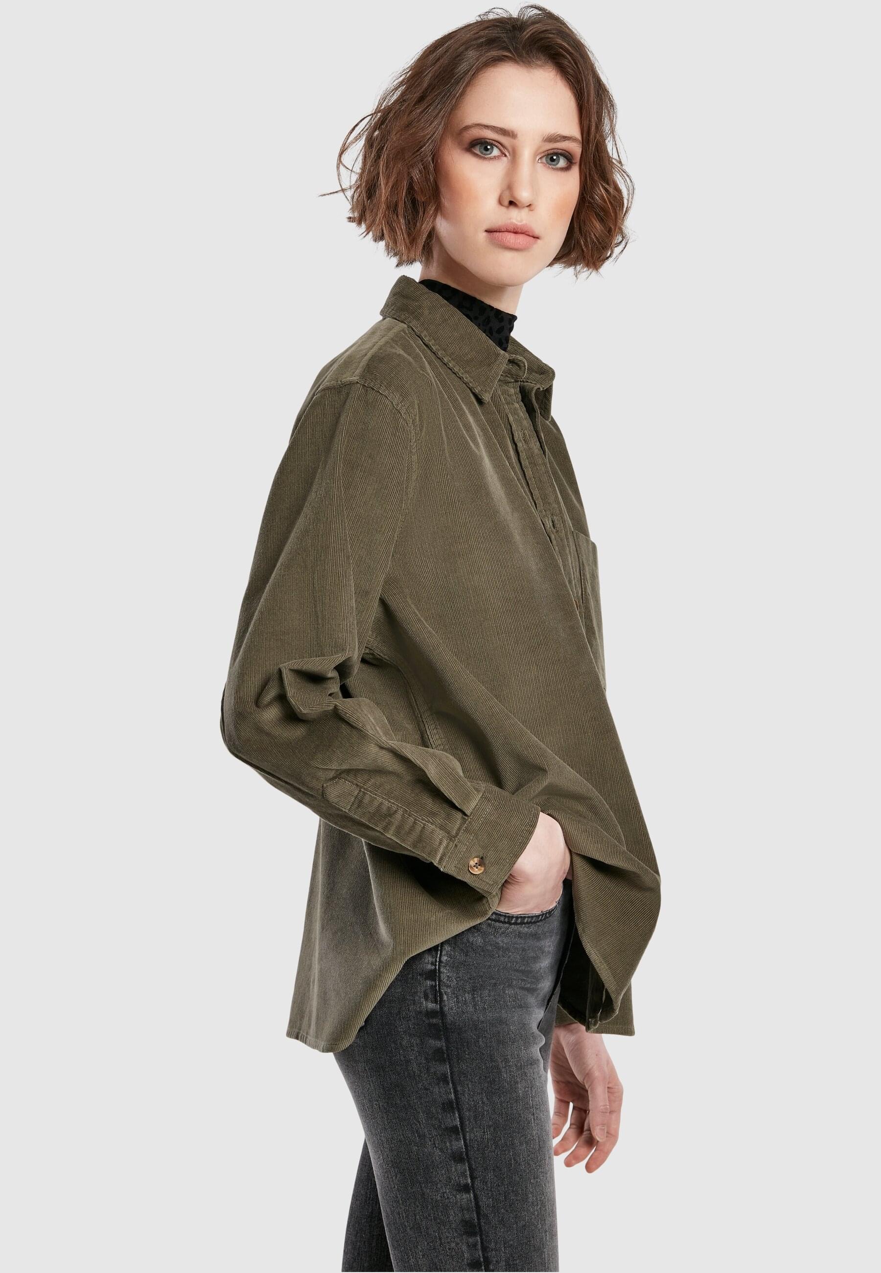 URBAN CLASSICS Langarmhemd »Urban Classics Damen Ladies Corduroy Oversized Shirt«, (1 tlg.)