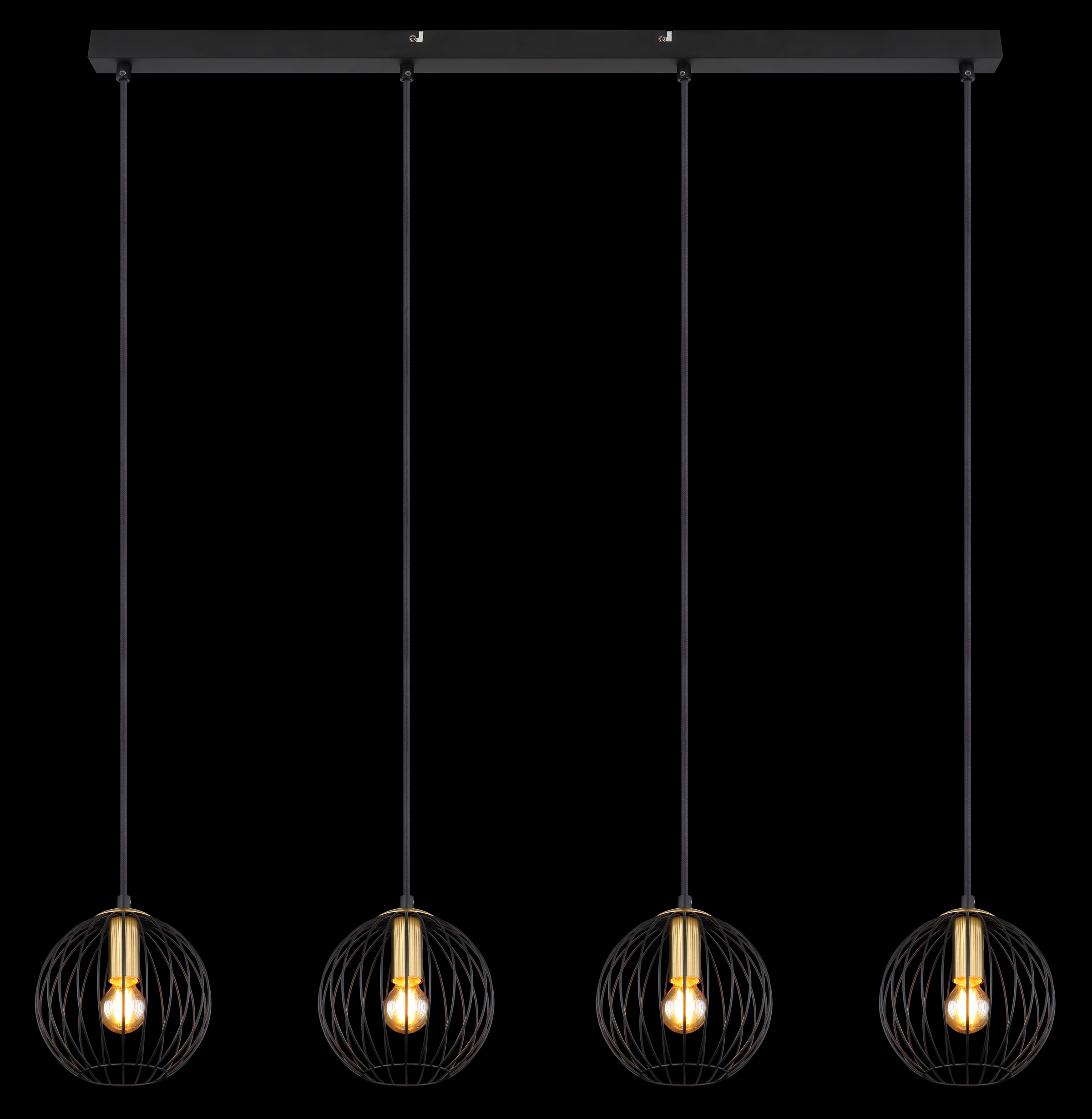 GLOBO LIGHTING Hängeleuchte »EUSEBIUS« E14 1 Stk. Hängelampe schwarz Metall messingfarben Esstisch Esszimmer