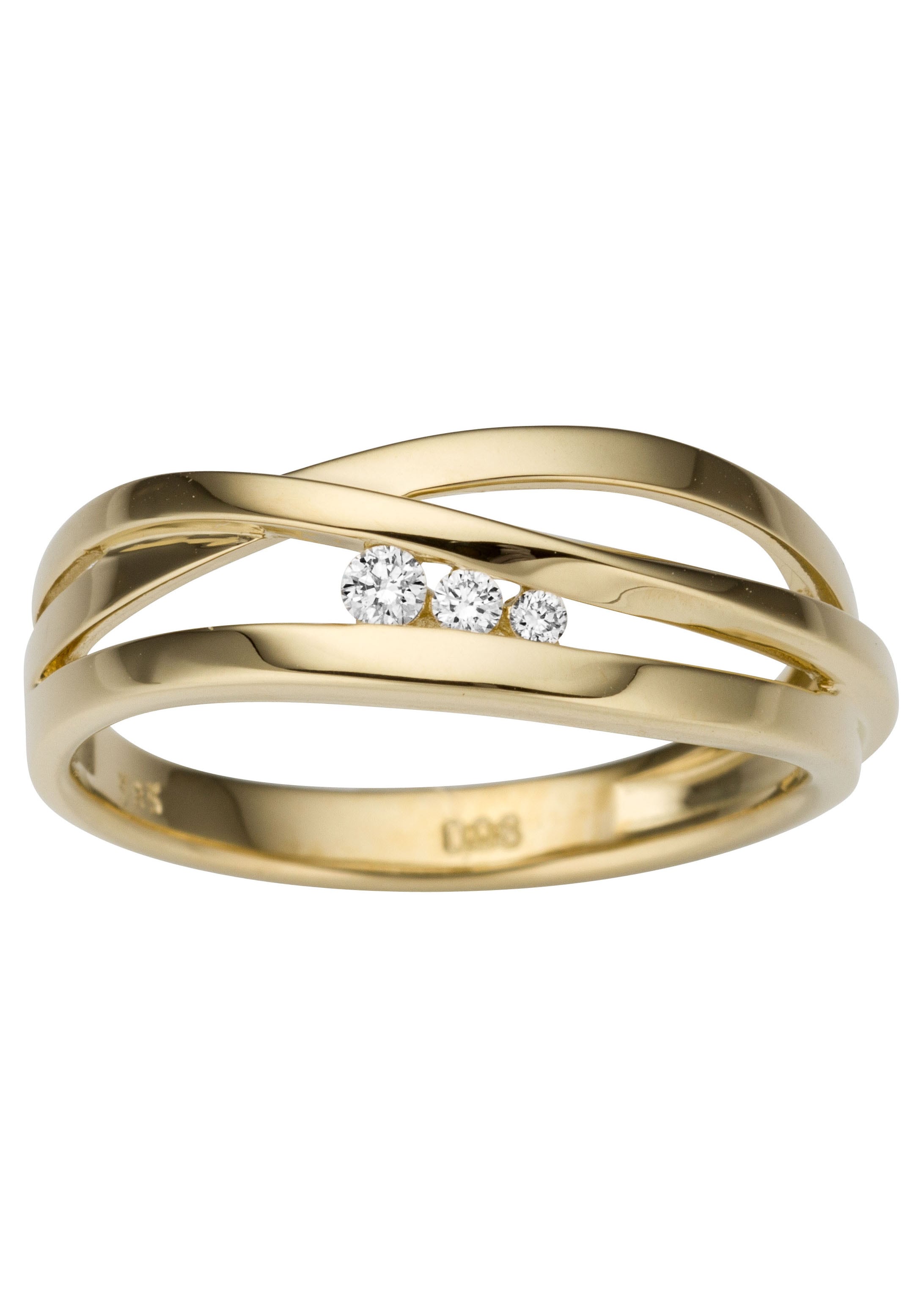 Firetti Goldring »Schmuck Geschenk Gold 585, Elegant, teilw. mehrreihig, massiv«, mit Brillanten