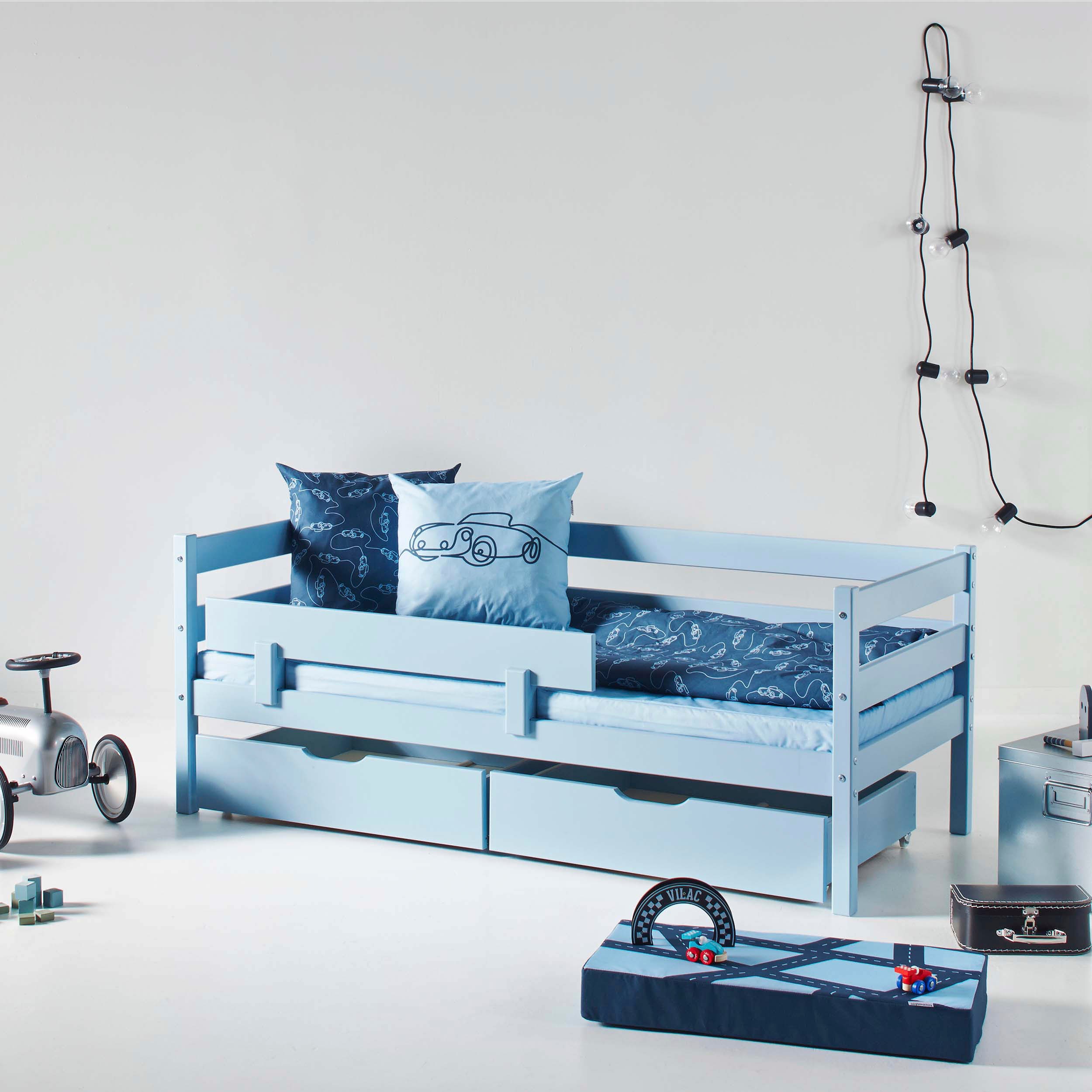 Hoppekids Einzelbett "ECO Comfort Kinderbett, Kiefer Massivholz, Jugendbett inkl. Rollrost" 70x160 cm, wahlweise in verschieden Farben/ Matratze/ Absturzsicherung