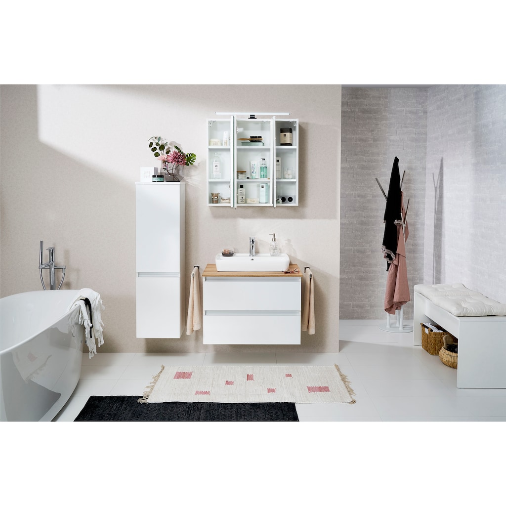 Saphir Midischrank »Quickset 360 Badschrank in Weiß Glanz mit 2 Türen, 3 Glas-Einlegeböden«