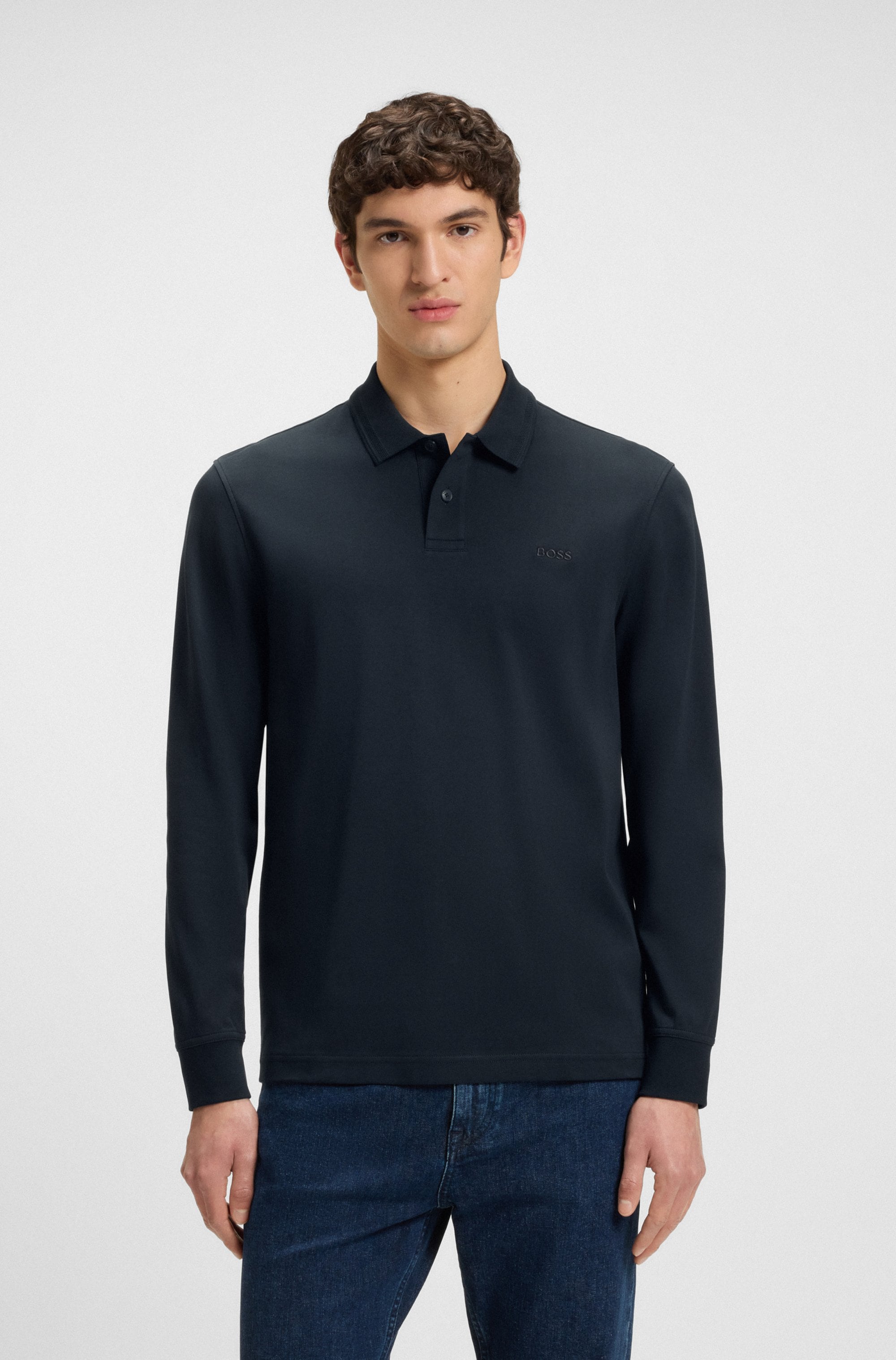 BOSS ORANGE Poloshirt "Pe Interlock Langarm Polo" mit Polokragen