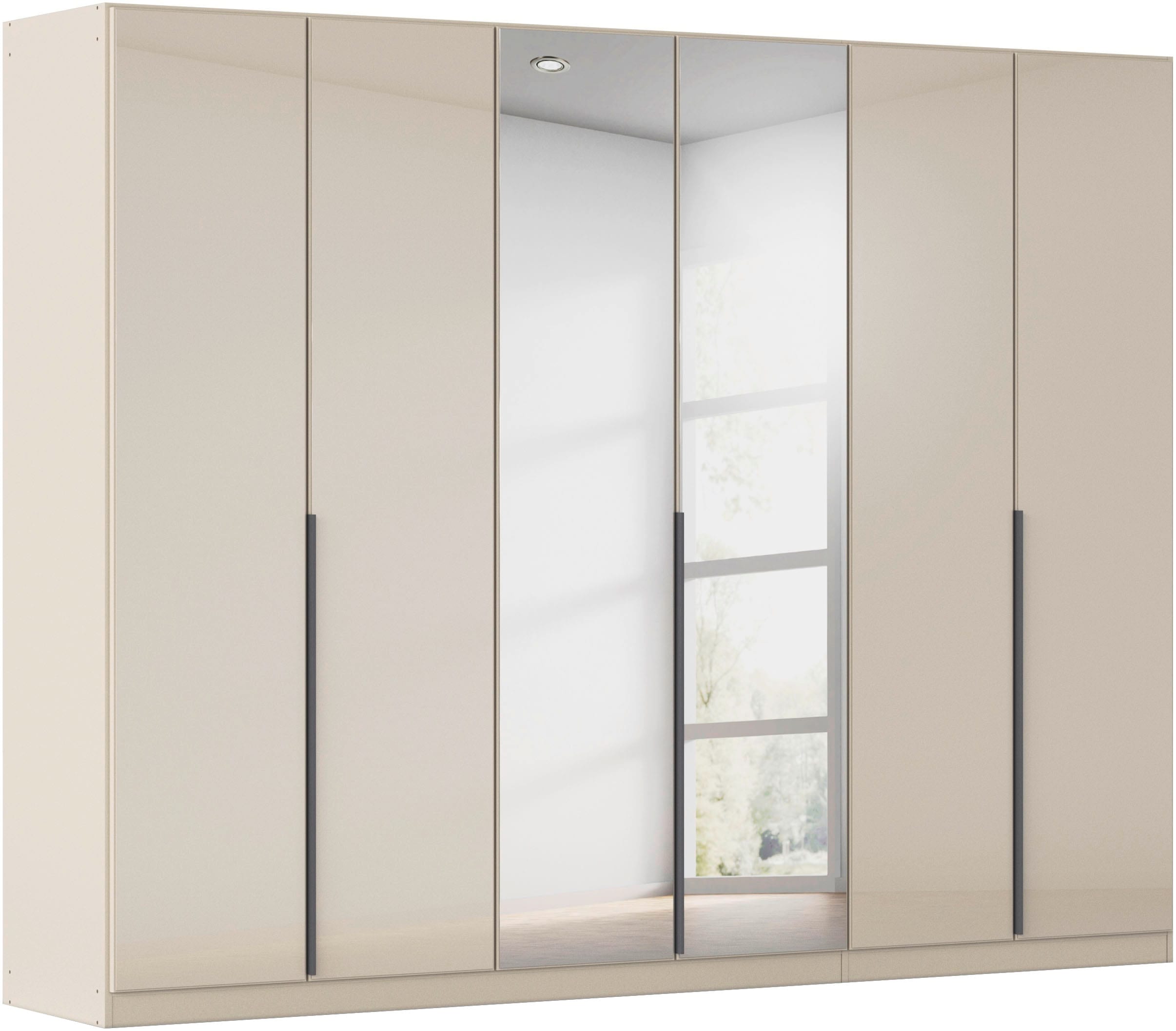 OTTO home Drehtürenschrank "Kleiderschrank Schrank Garderobe AGORDO mit Glasfront und Spiegel" in zwei Griff-Farben, Breiten 91-405 cm, durchdachte Innenausstattung, in 8 Breiten und 2 Höhen MADE IN GERMANY