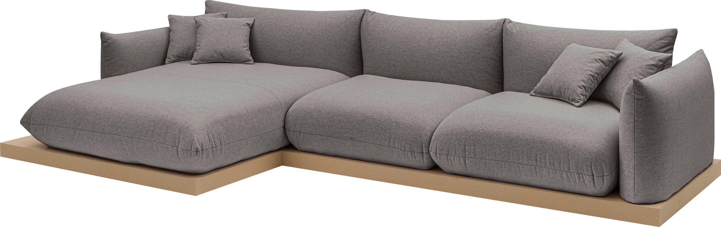 OTTO home Ecksofa »Kalix, Polsterecke mit kräftigem Holz-Plateau, moderne Couch in L-Form«, wahlweise Recamiere links o. rechts, Strukturstoff, hoher Sitzkomfort