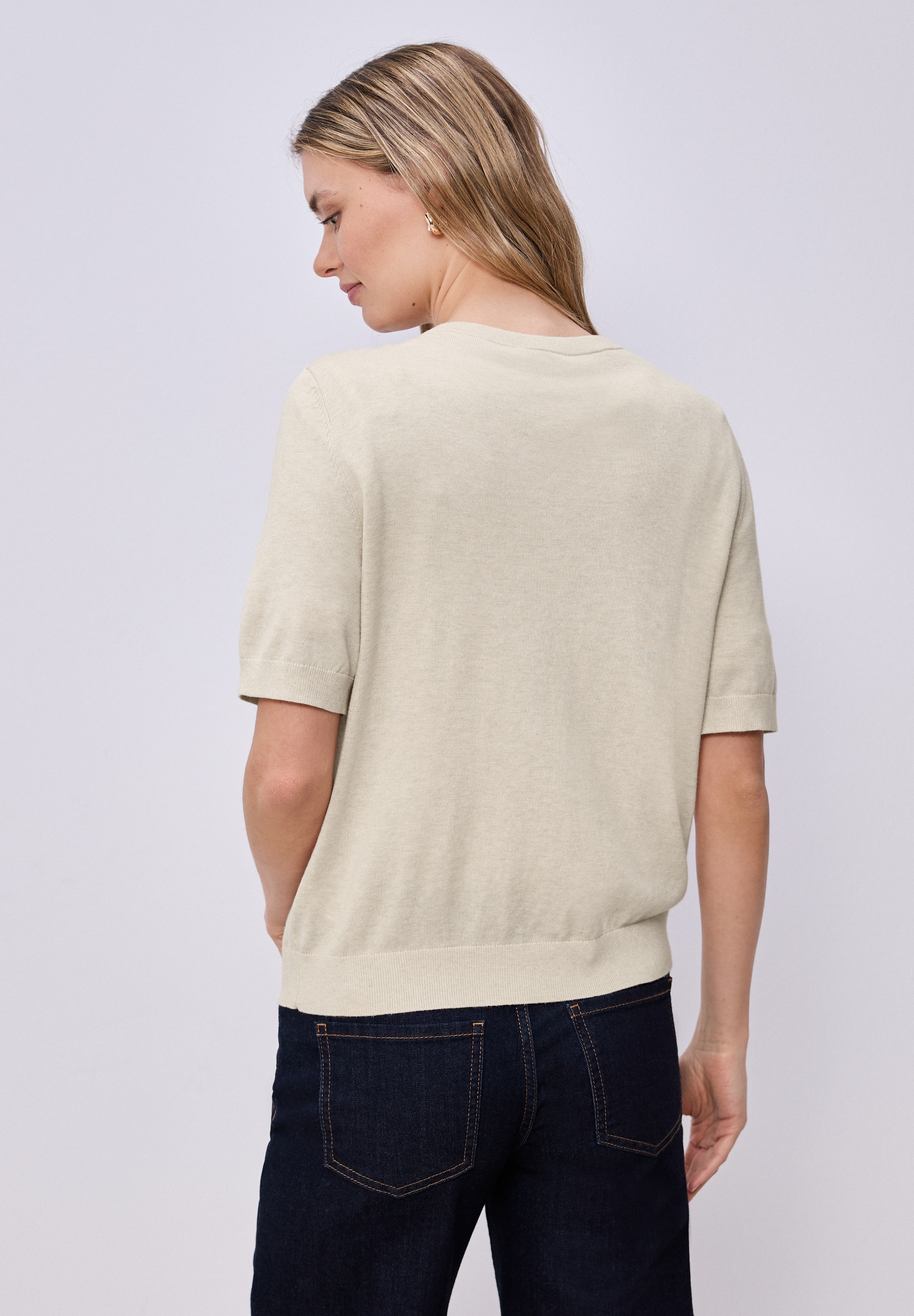 STREET ONE Cardigan mit geschlitztem Rundhalsausschnitt mit Glitzer