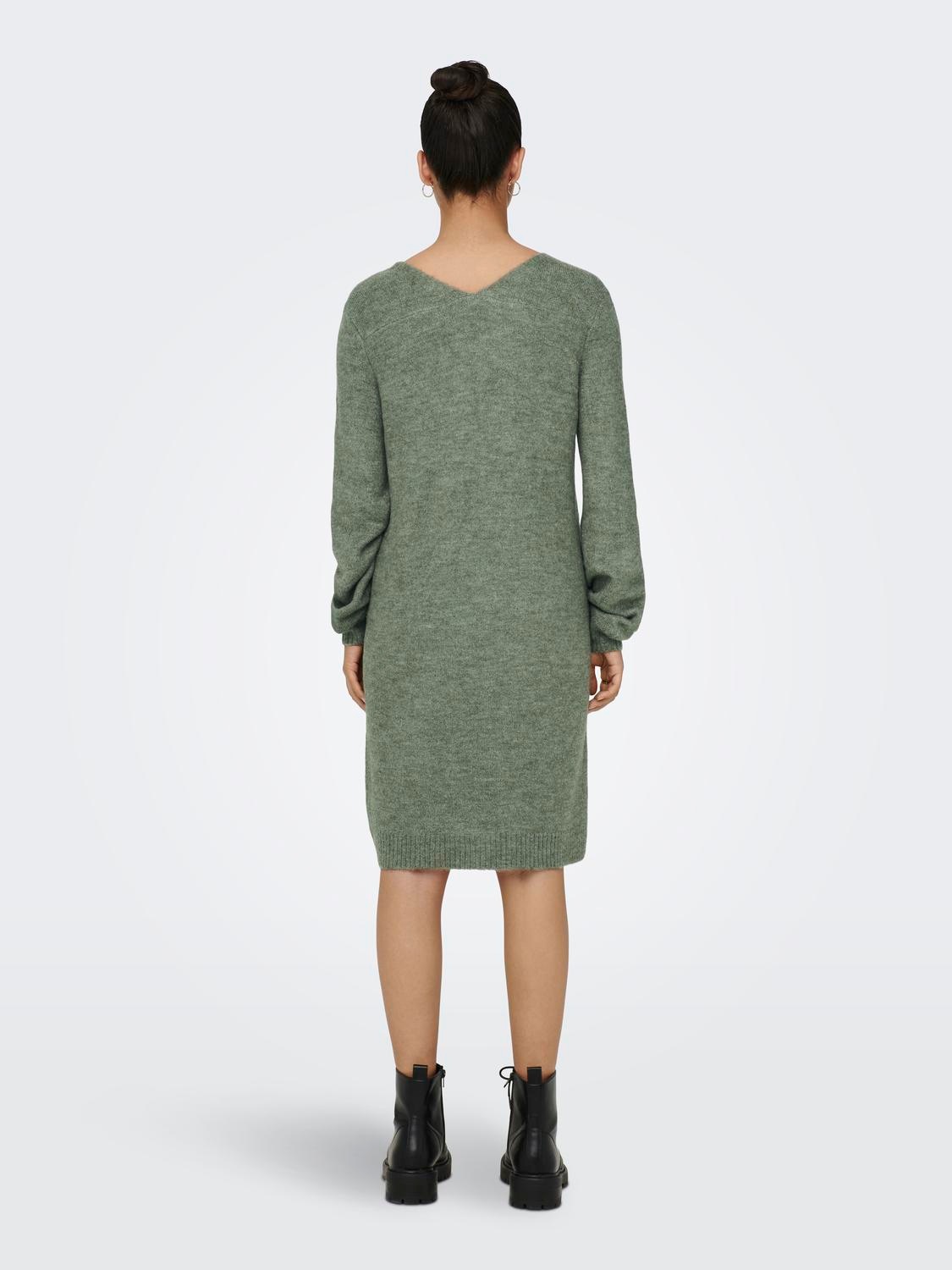 JDY Strickkleid »JDYELANORA L/S V-NECK DRESS KNT NOOS«