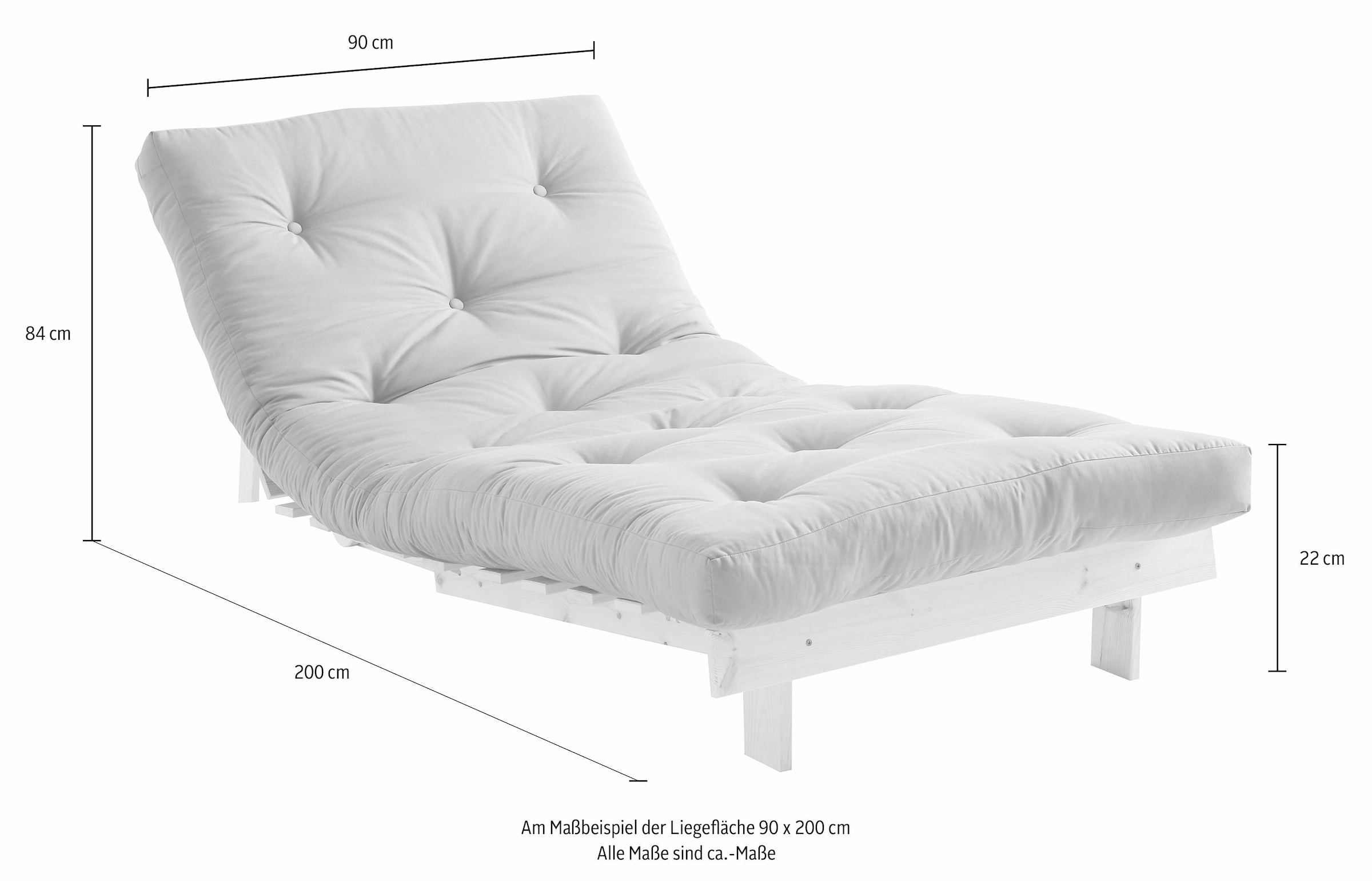 Karup Design Daybett »Roots Schlafsofa, Gästebett, Sofa inkl. Futonmatratze«, Liegefläche 90/140/160 x200 cm, FSC® zertifizierte Kiefer