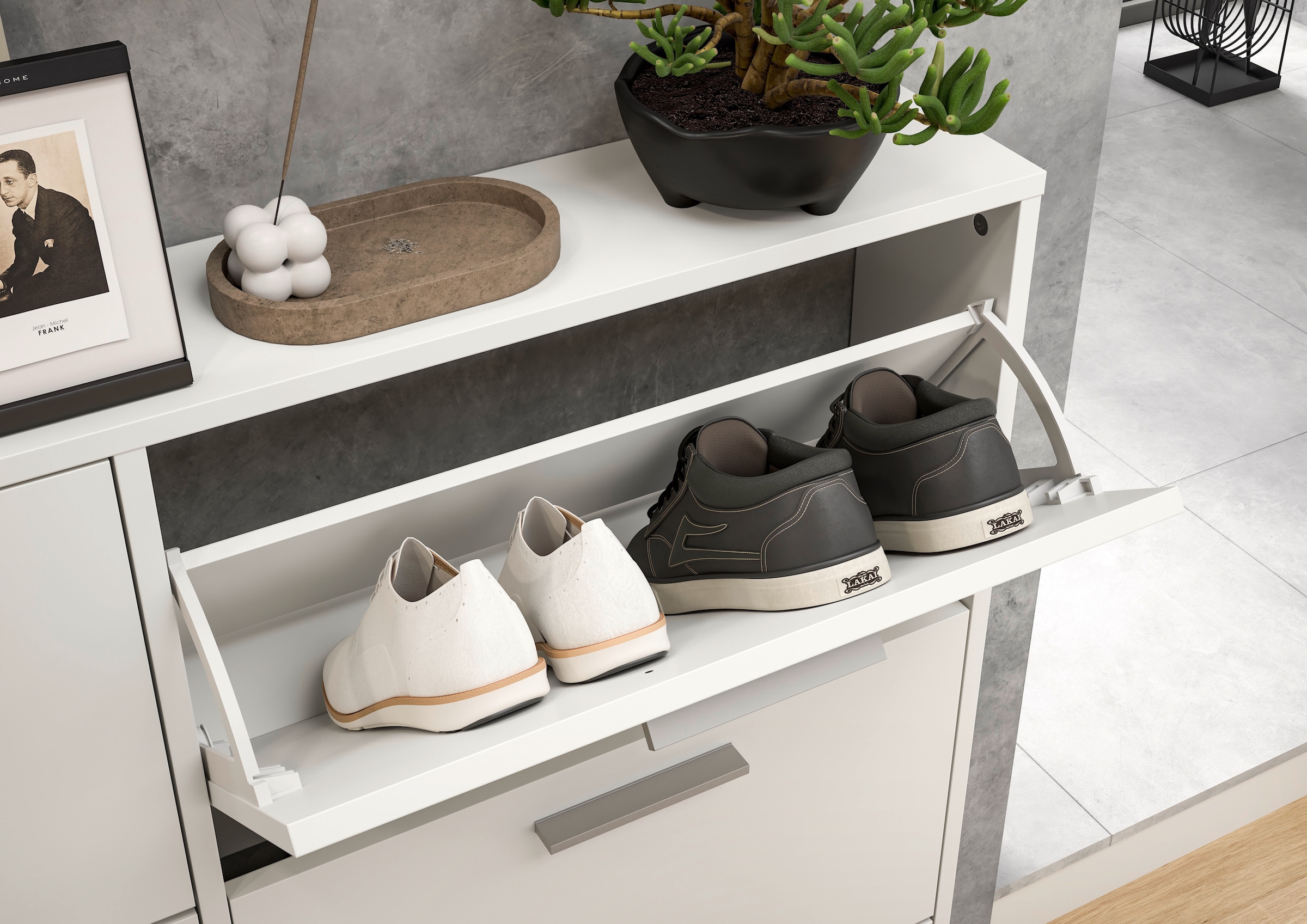 HBZ Schuhkommode »Sam Schuhkipper, Schuhschrank BxHxT 116x103x17 cm«, (1 St.), mit 6 Klappen