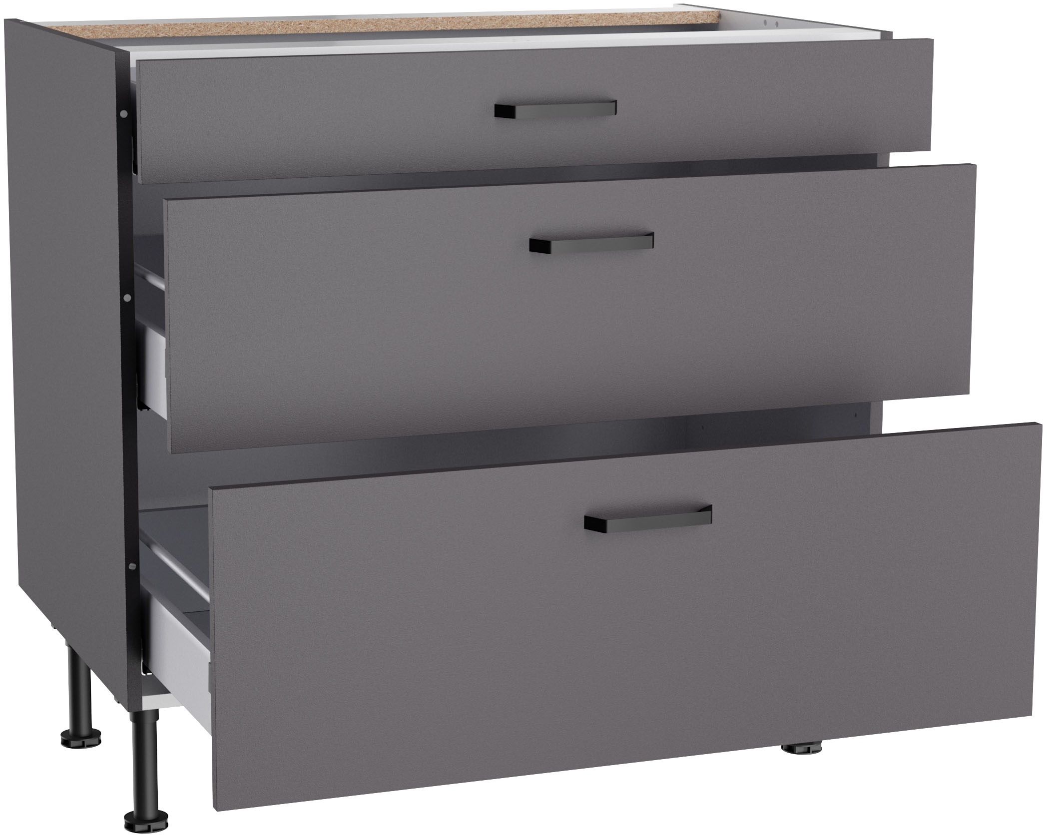 KOCHSTATION Unterschrank »KS-Paula« 90 cm breit, 87 cm hoch, mit 1 Schubkasten, 2 Auszüge