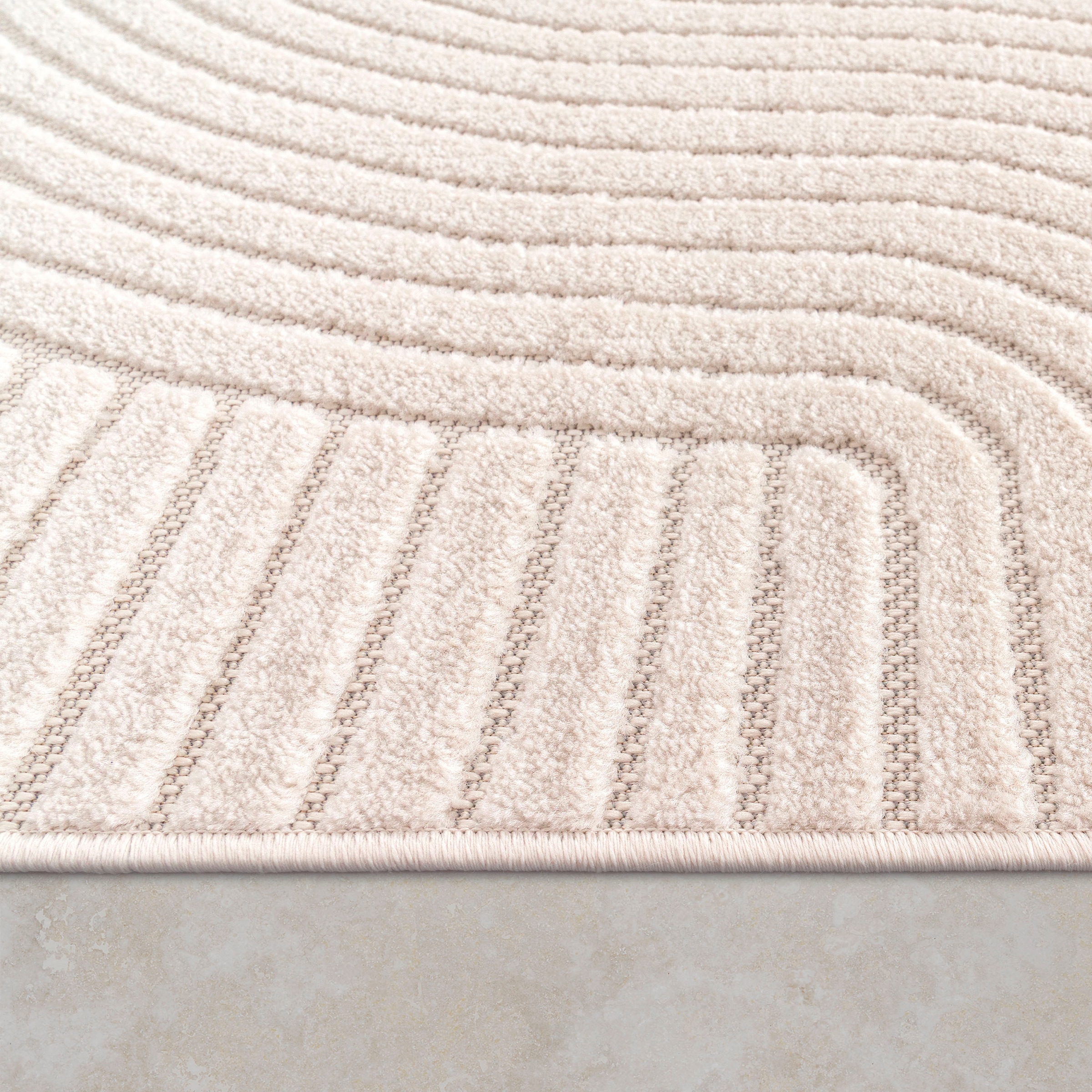 Paco Home Teppich »Cotton 233«, rechteckig, 10 mm Höhe, Kurzflor, Uni Farben, Hoch-Tief-Effekt, Scandi-Look, Outdoor geeignet